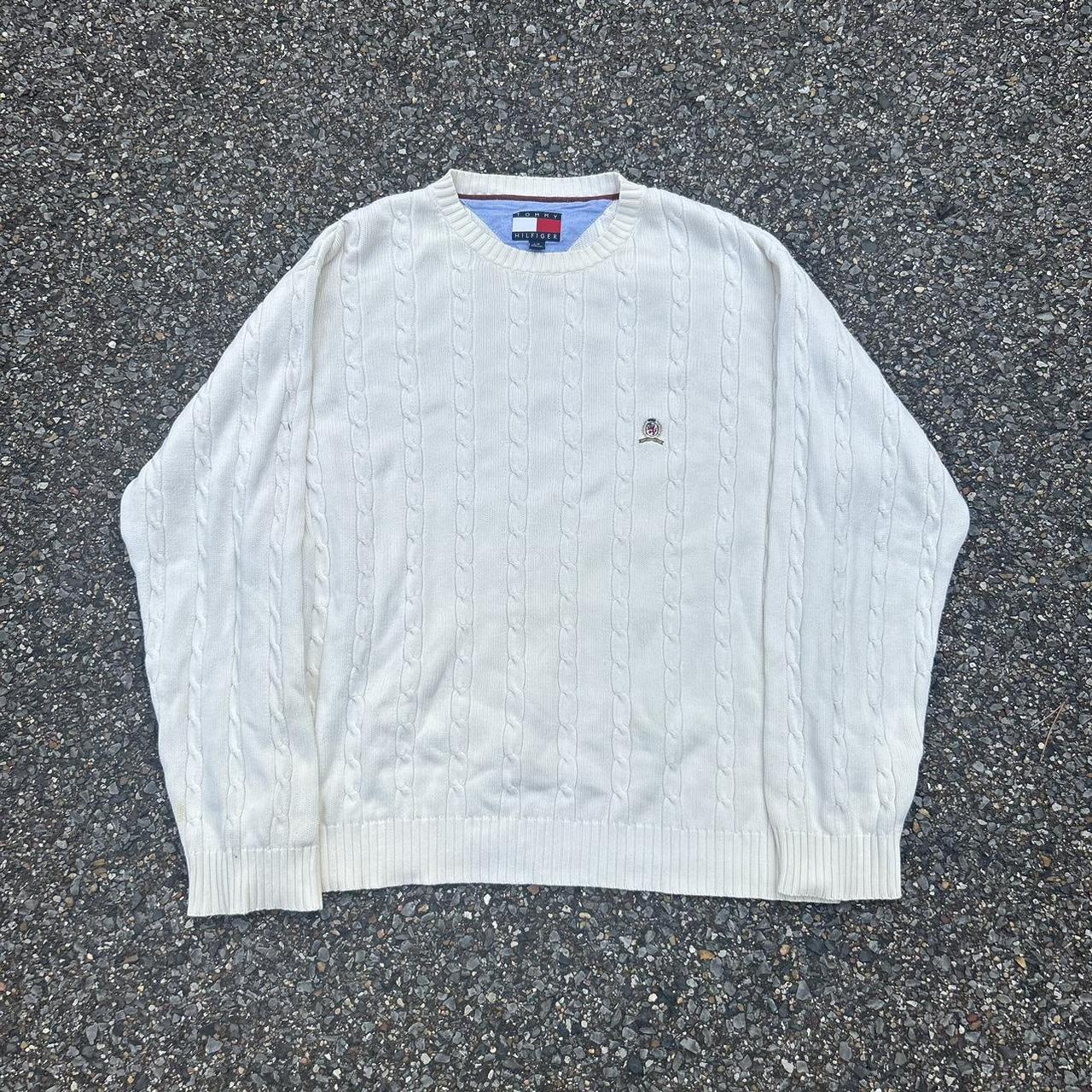 Tommy Hilfiger Men's Cream Jumper | Depop