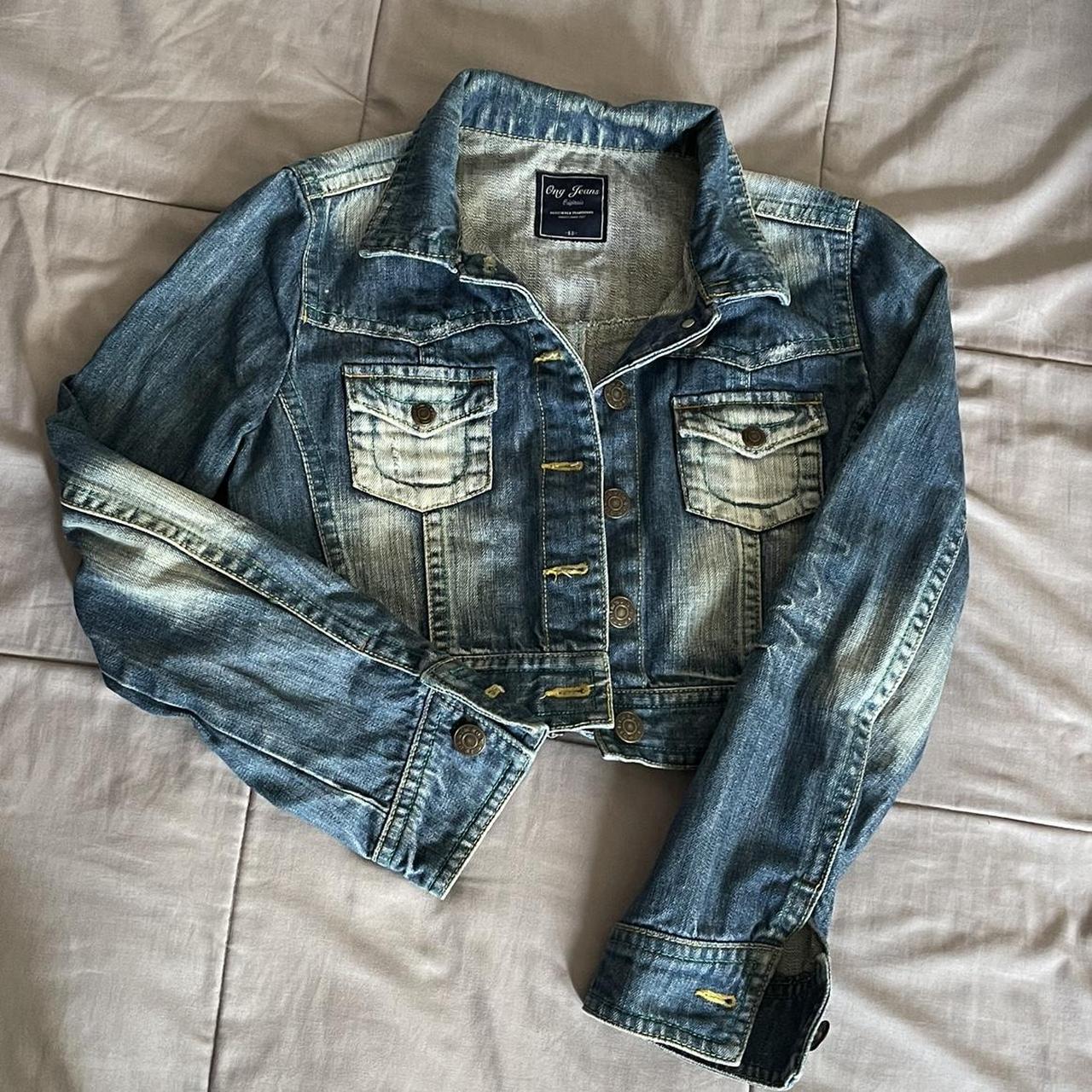 Vintage Ong Cropped Denim Jacket • Medium fit •... - Depop