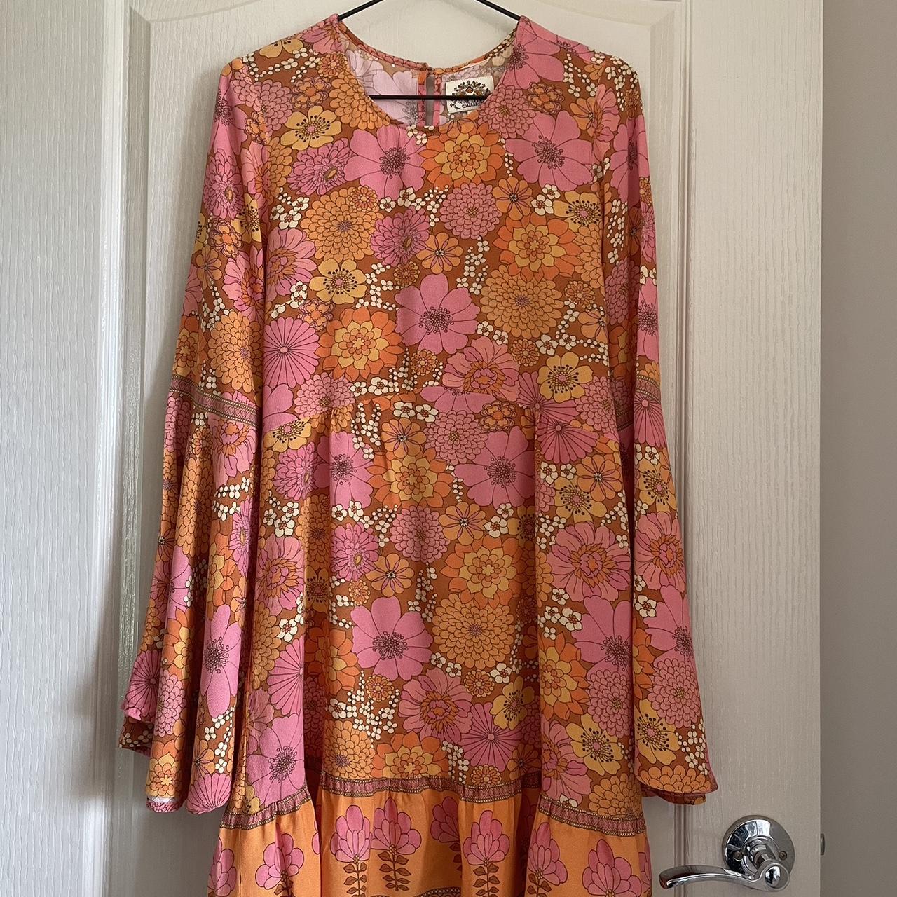 Women's Orange and Pink Dress | Depop