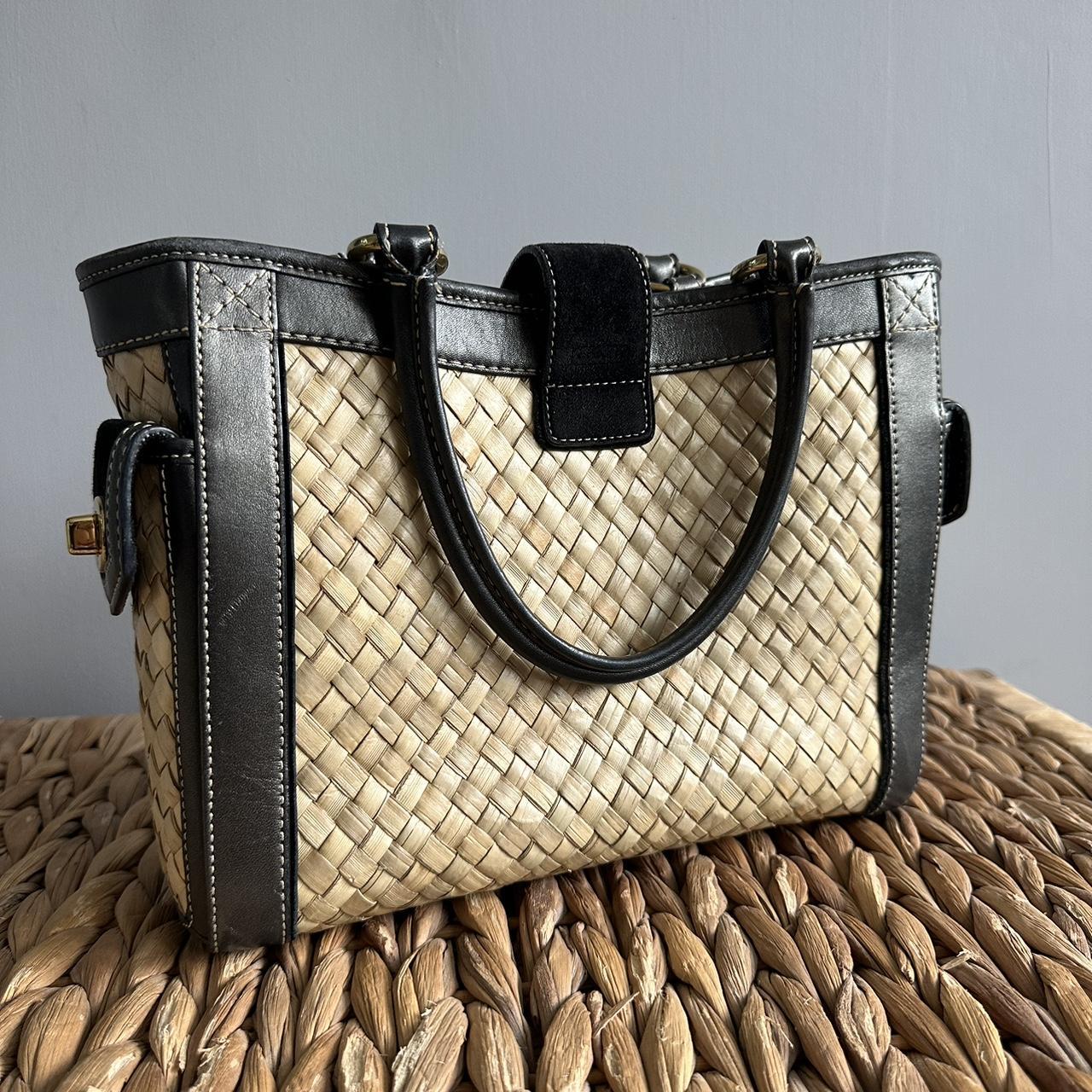 2004 vintage coach 'hamptons' straw carryall | Depop