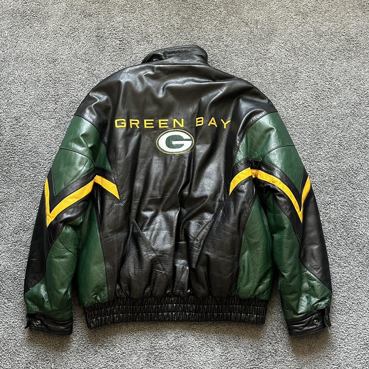 Green Bay Packer Pro Player Leather Jacket L – Blue Boy Vintage