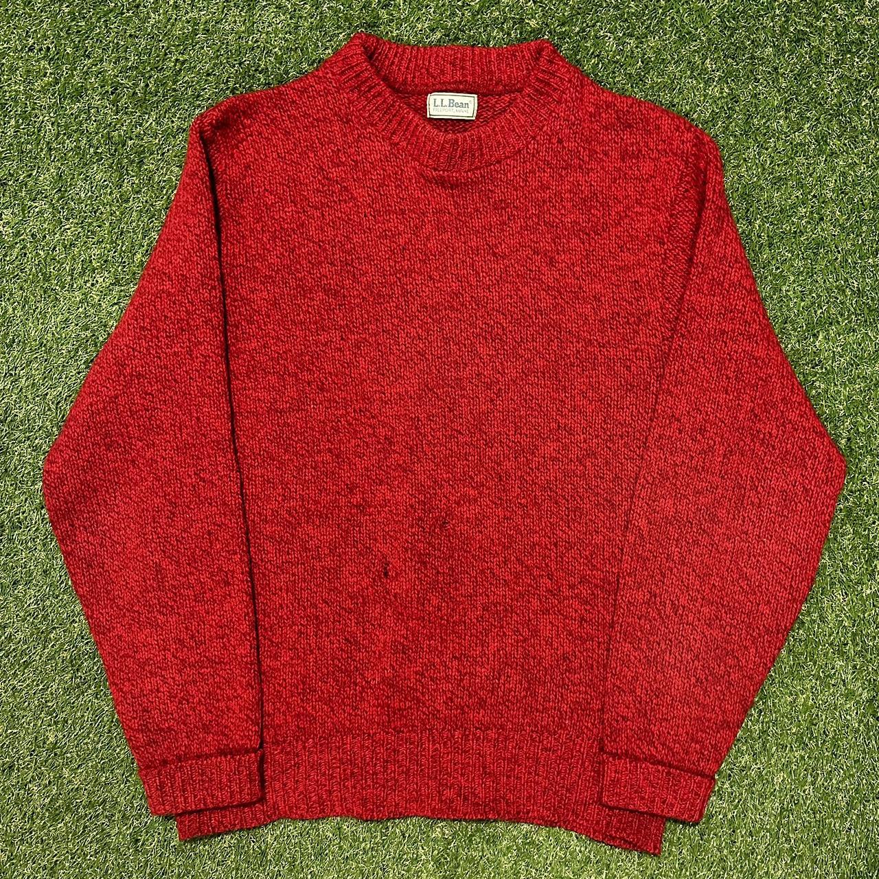 L.L. Bean Red Wool Sweater Pin holes pictured No... - Depop