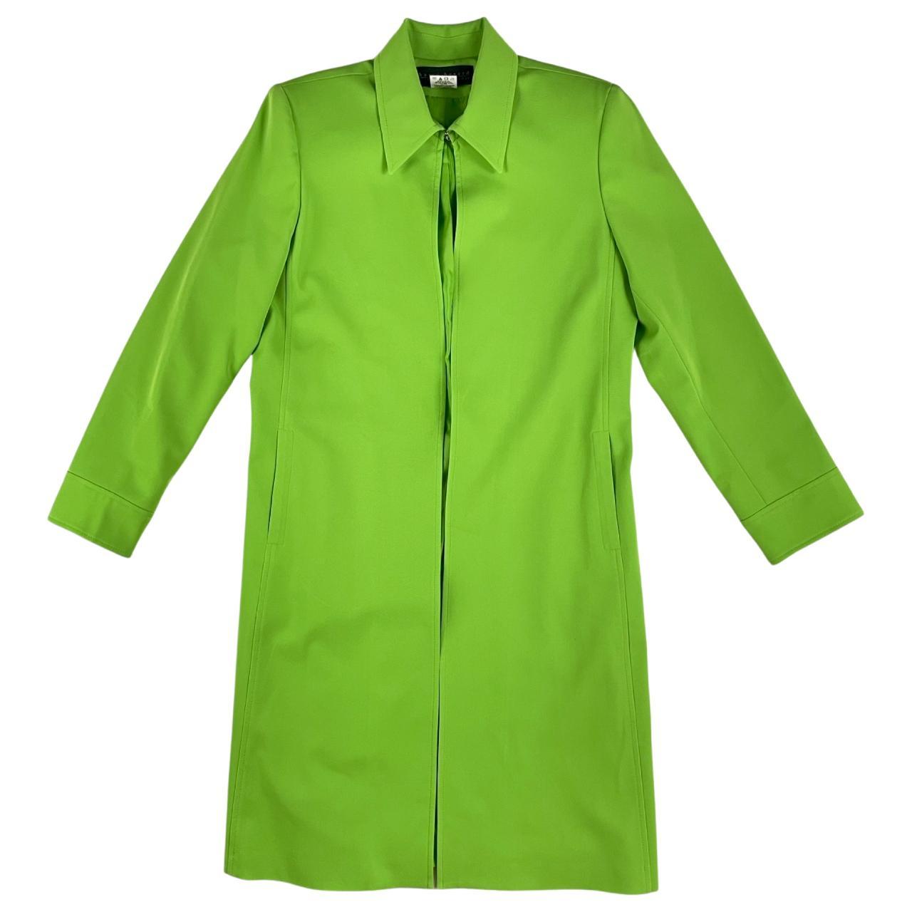 Vintage Bright Green Jacket 90s Long Cut Open... Depop