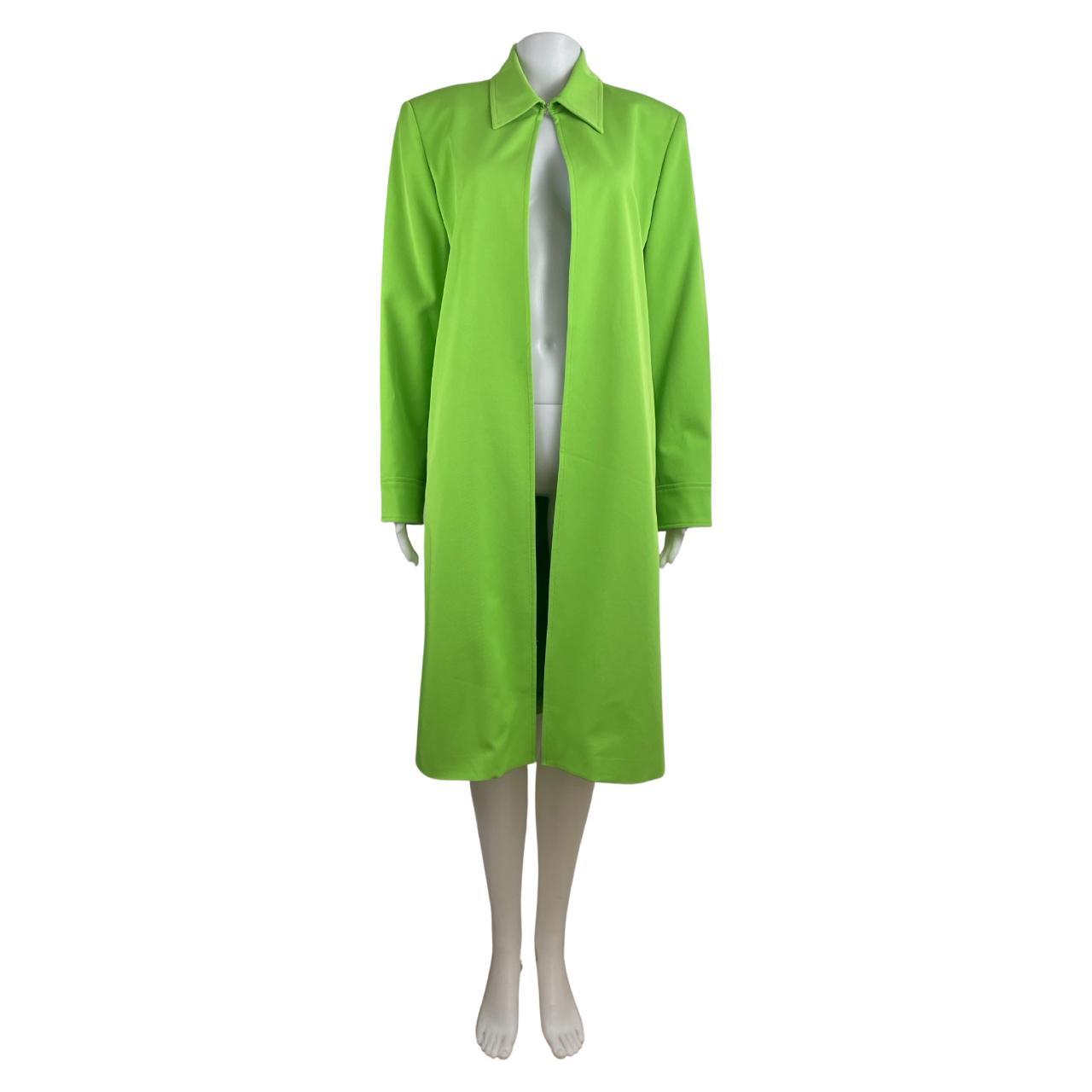 Vintage Bright Green Jacket | 90s Long Cut Open... - Depop