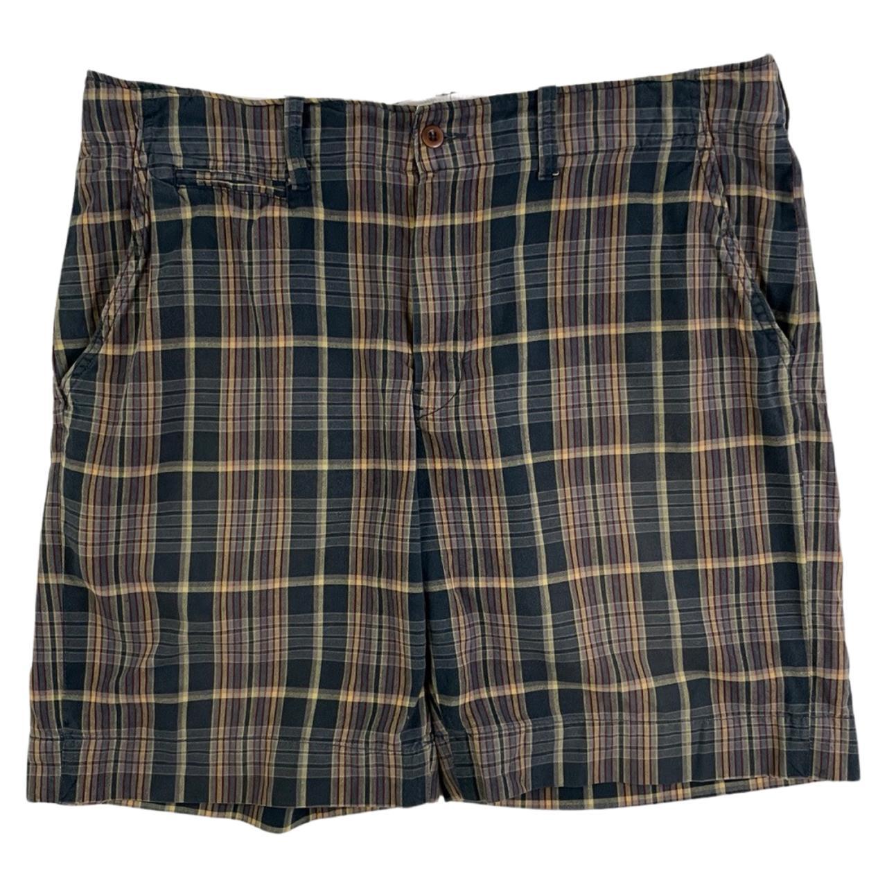 Vintage Mens Plaid Cotton Shorts Size 36 Waist | 90s
