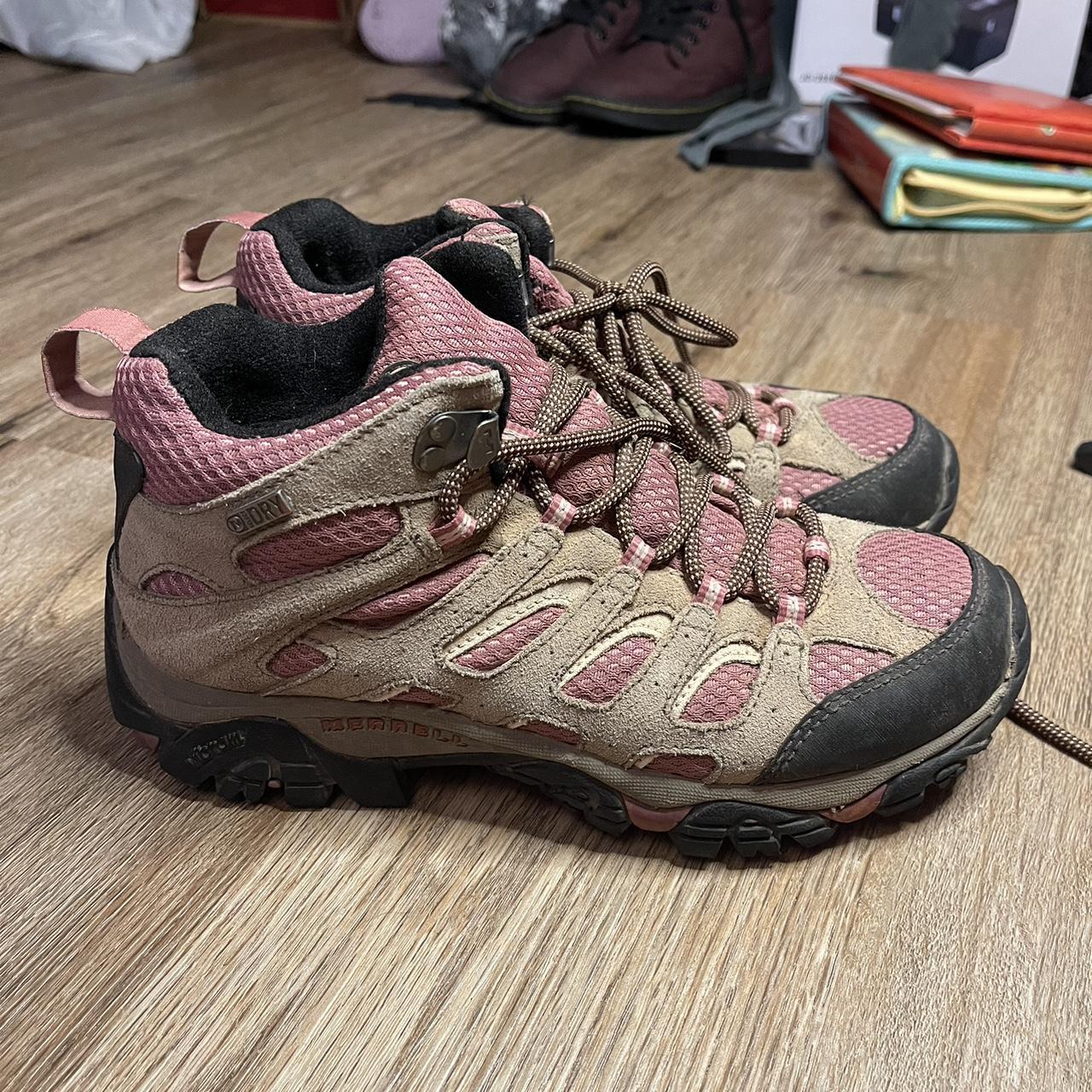 Merrell Women S Pink And Khaki Boots Depop