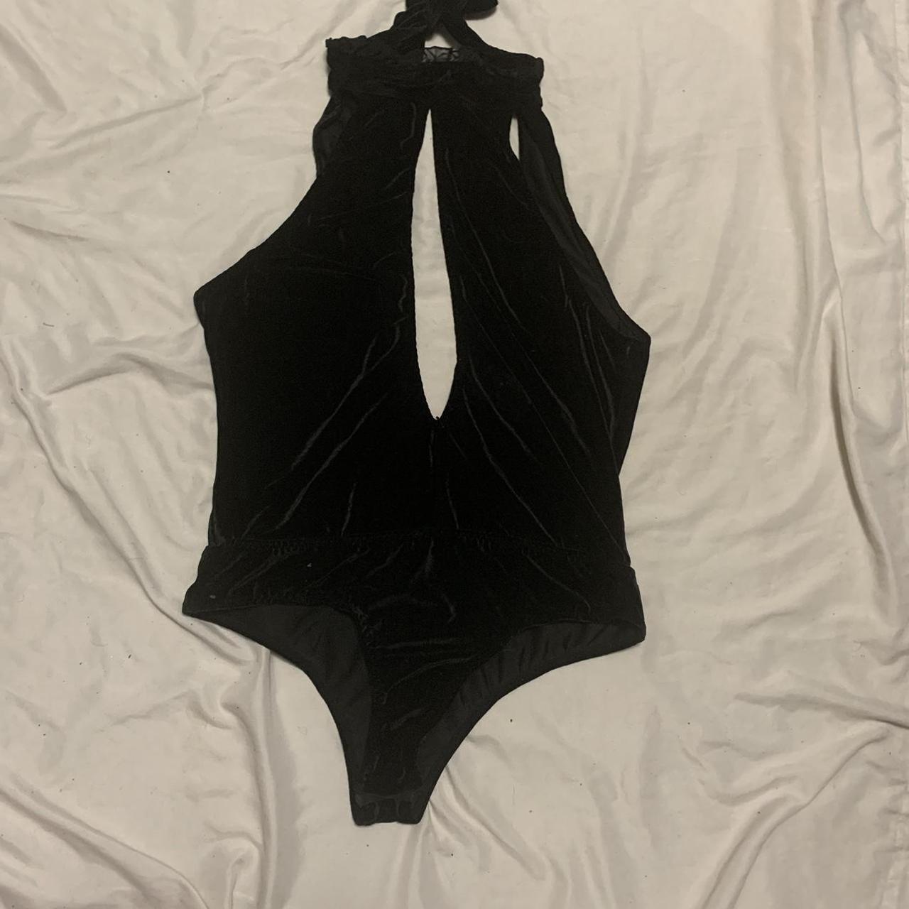 Sexy Plus Size Black Velvet Strapy Bodysuit No Size Depop