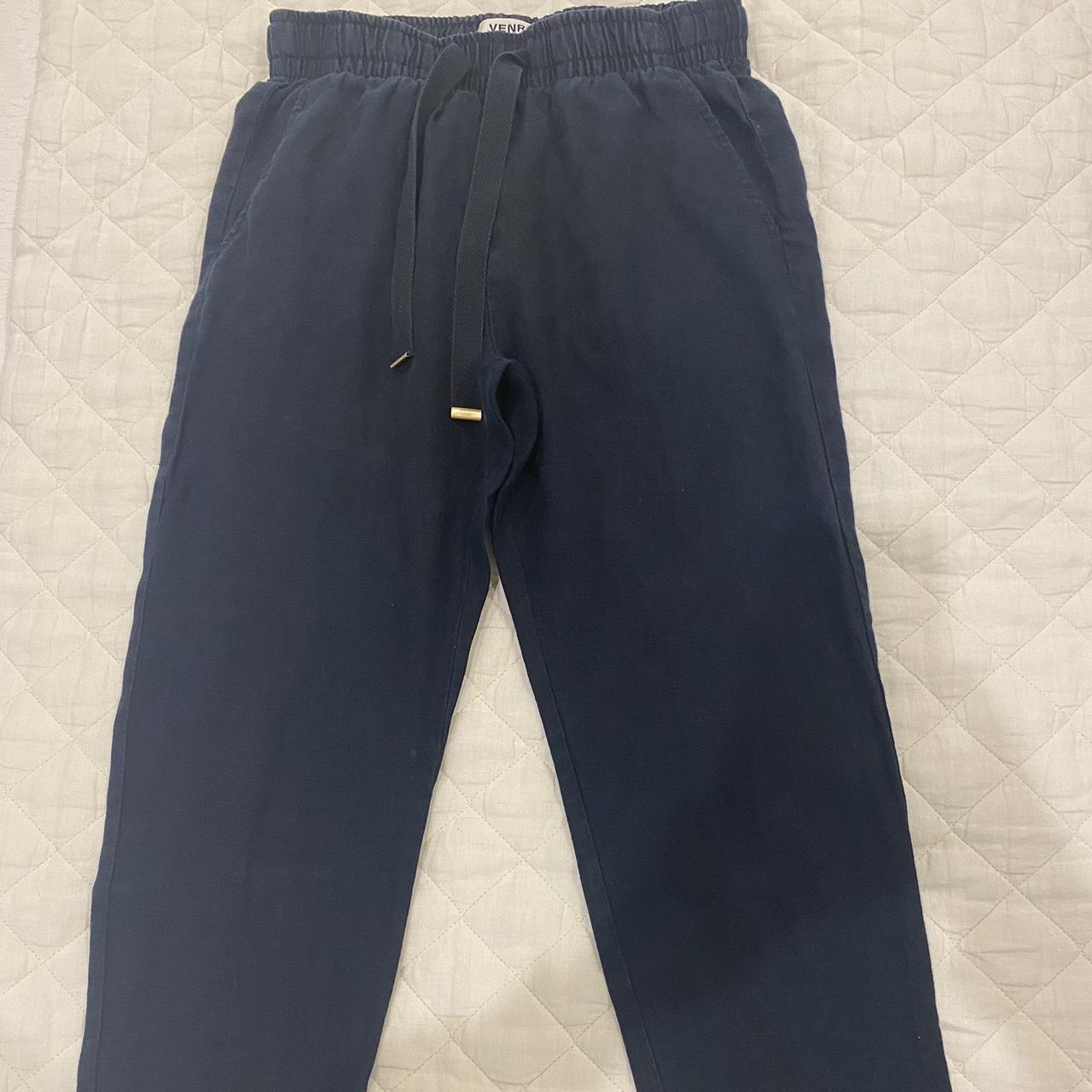 Venroy Navy Linen Lounge Pants RRP 140 Minor bleach... - Depop