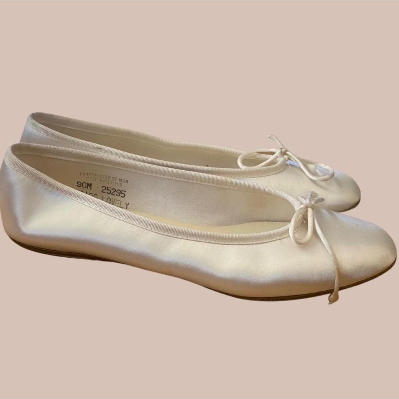white satin ballet flats
