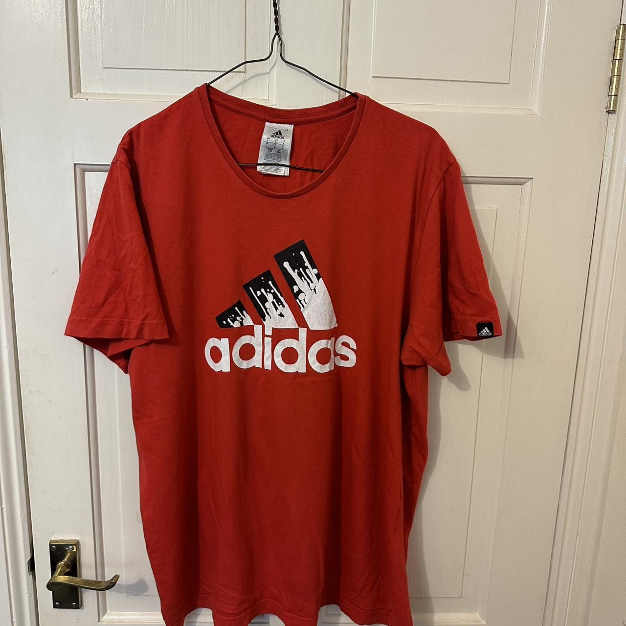 Adidas Men's Red and Black T-shirt | Depop