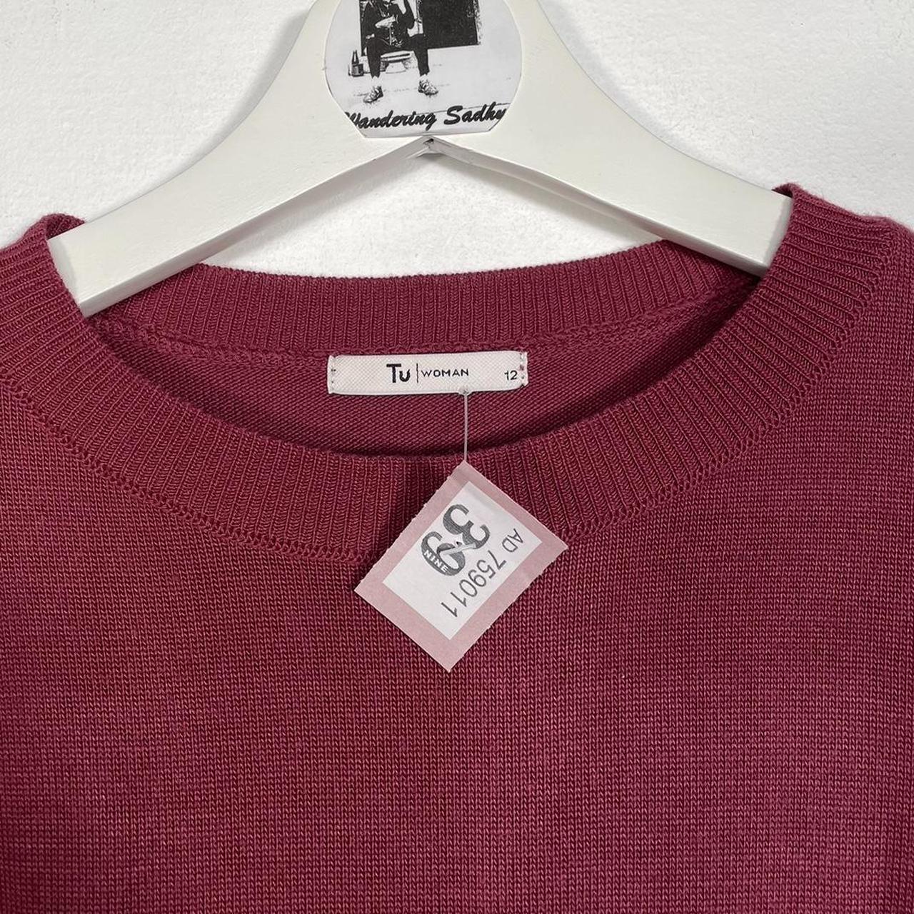 P39 Tu burgundy red knit sweater with mesh balloon... - Depop