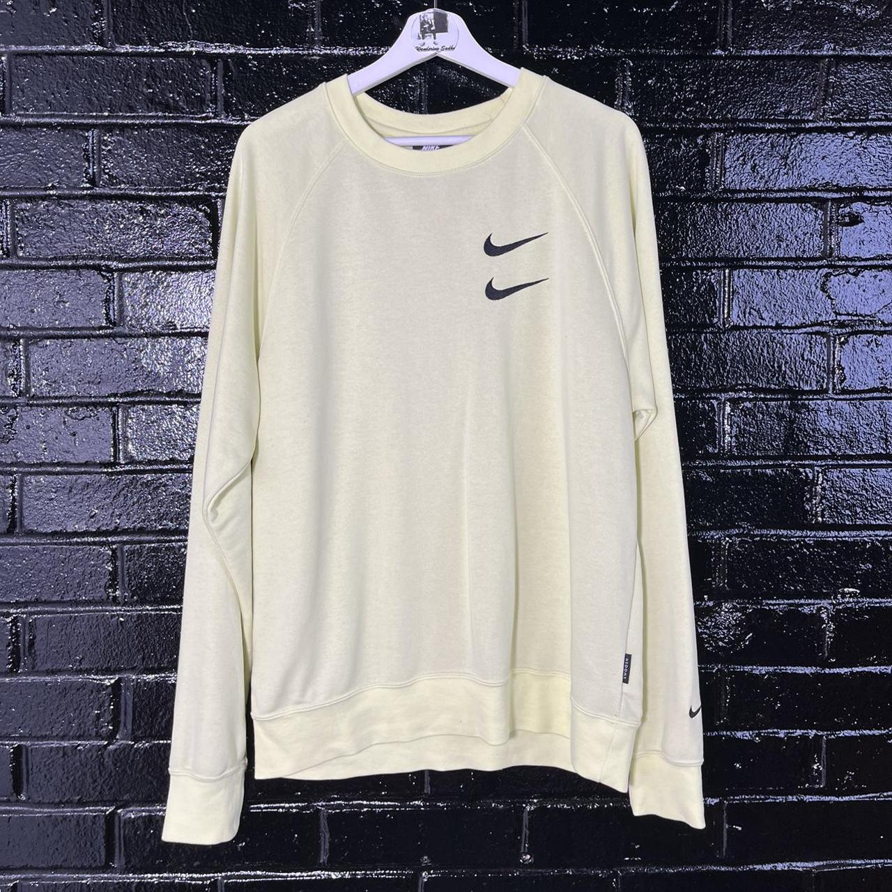 Nike Men's Cream and Navy Sweatshirt | Depop