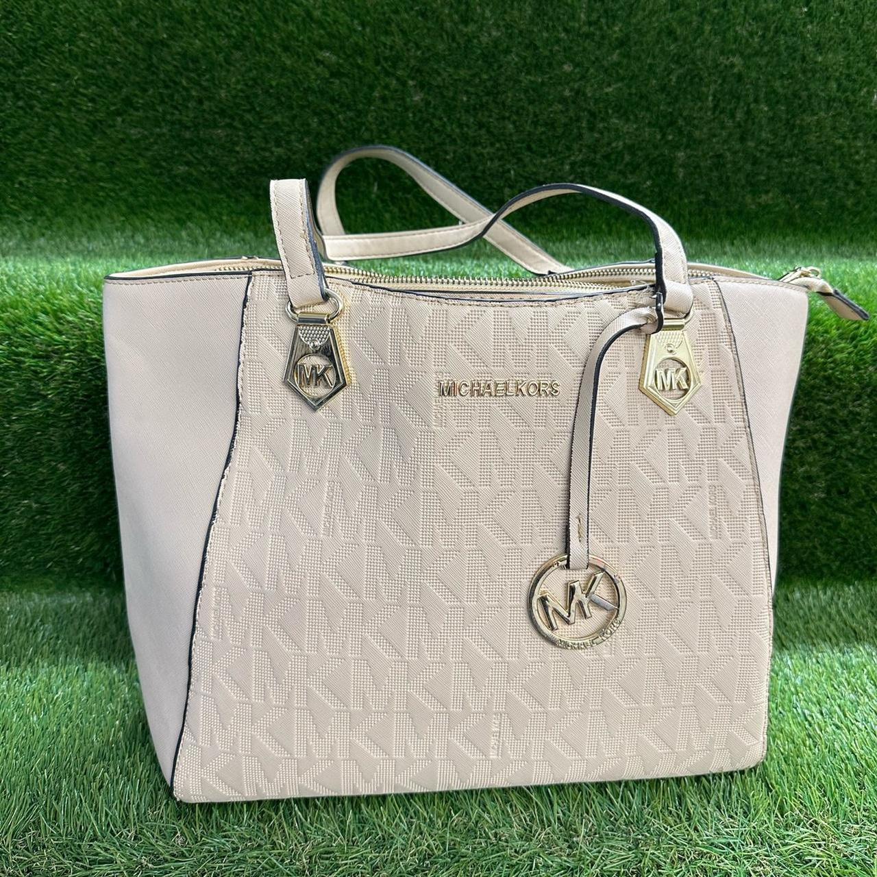 Michael Kors cream handbag Good Condition monogram... Depop