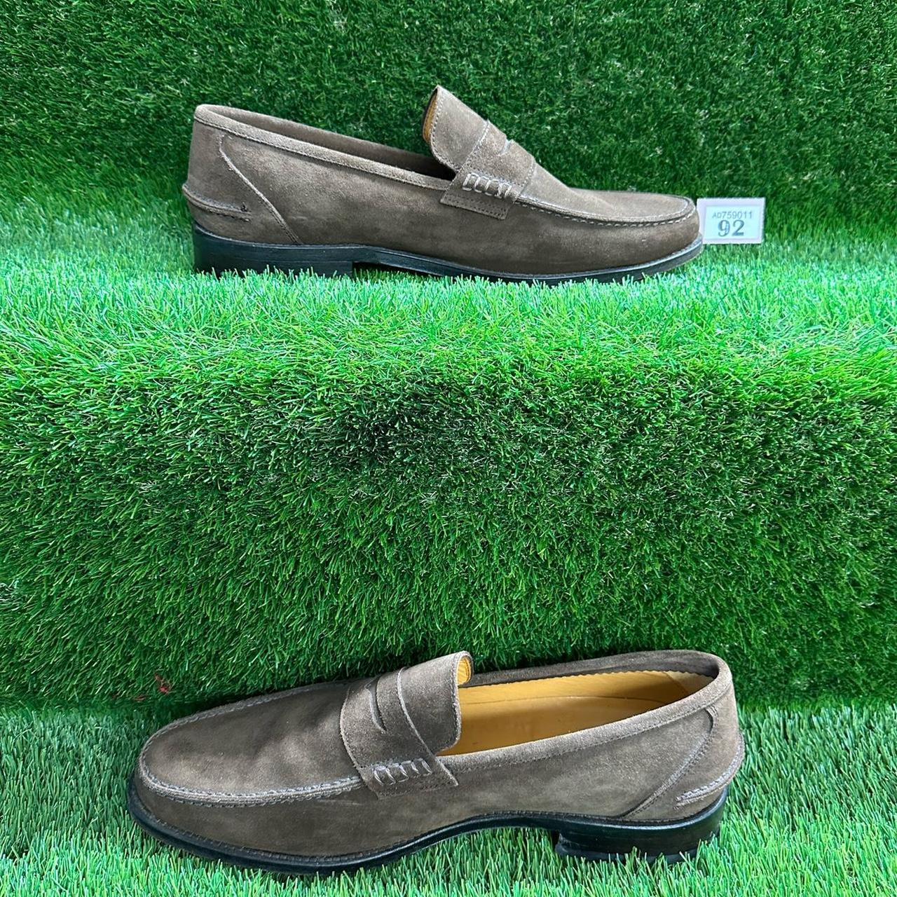 DP92 John Lewis brown suede slip on loafers Size... Depop