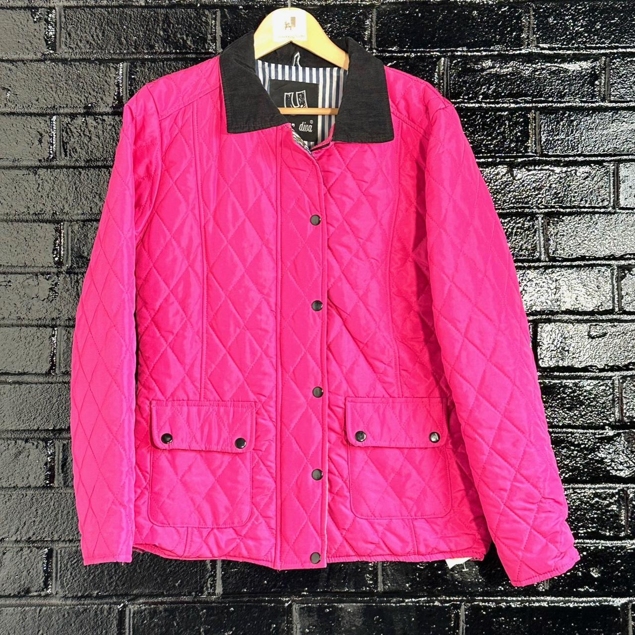 L467 Pink quilted jacket. Size M. Great condition... - Depop