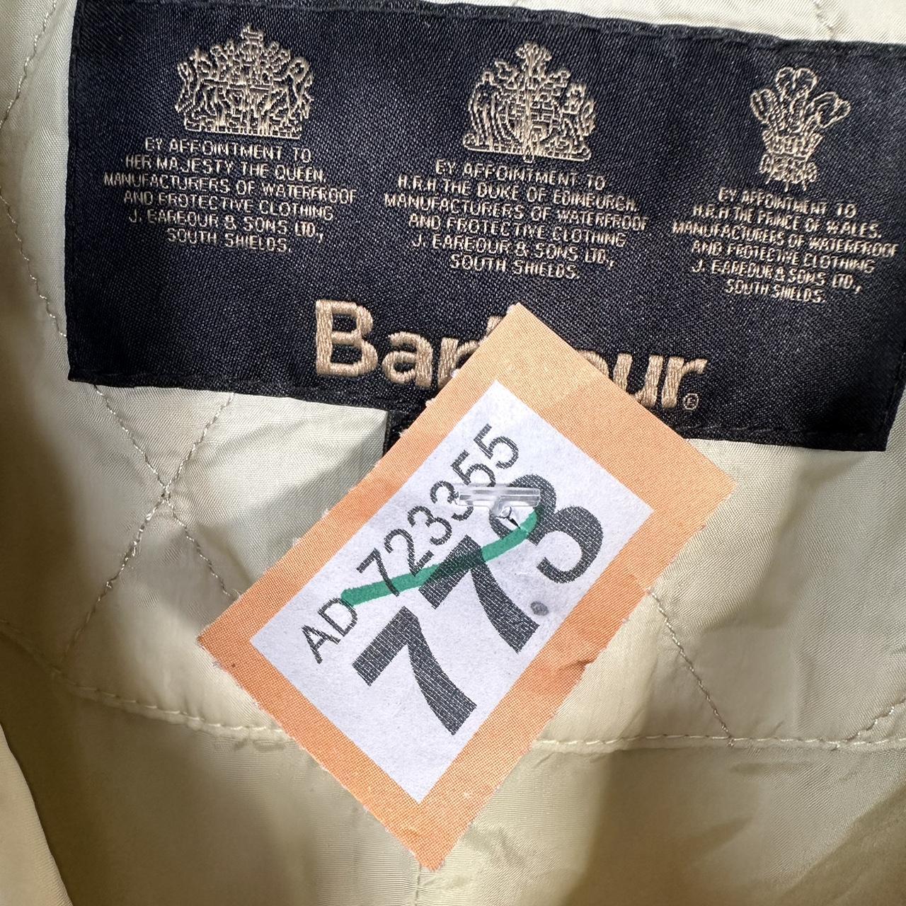 MO773 Barbour cream quilted jacket with embroidered... Depop