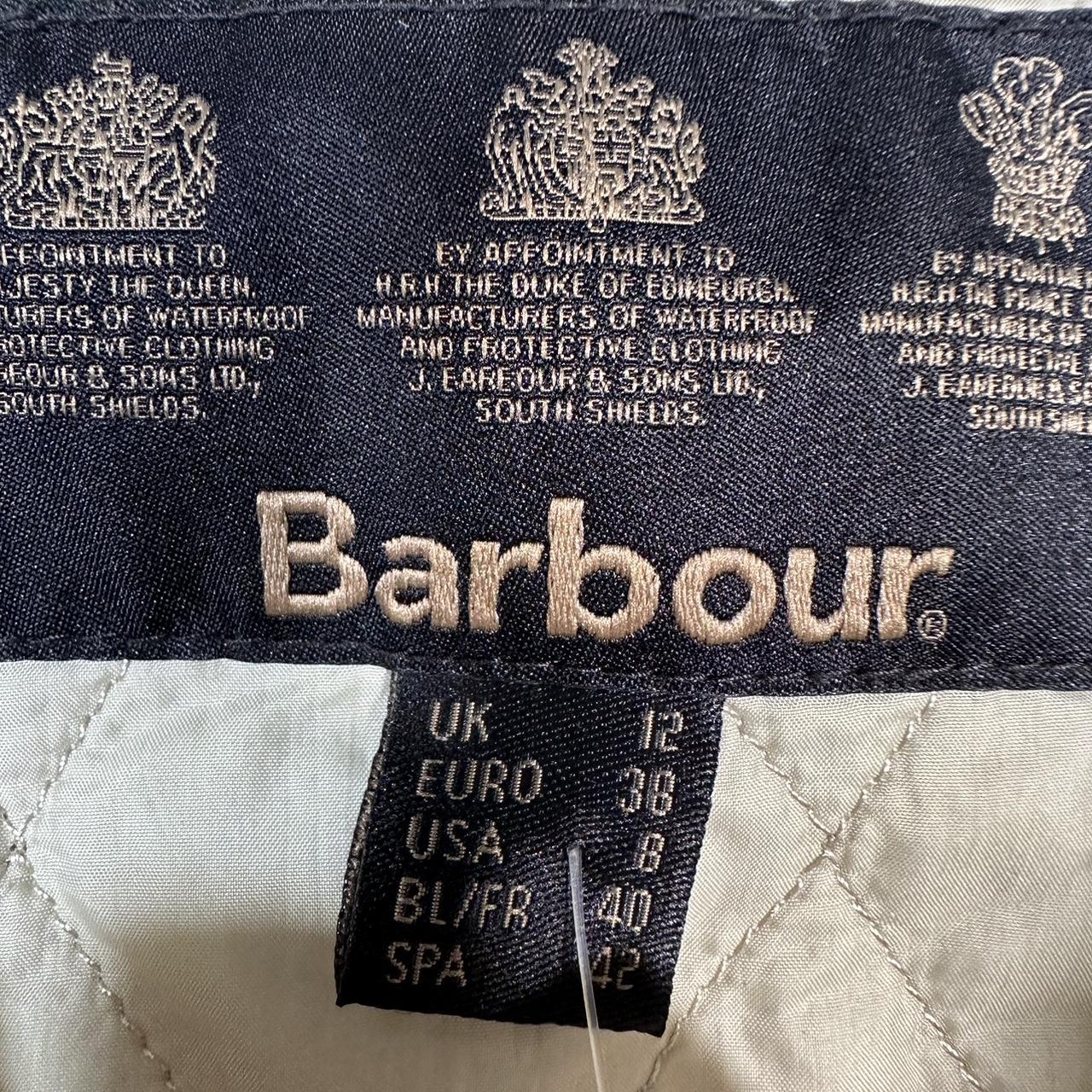 MO773 Barbour cream quilted jacket with embroidered... Depop