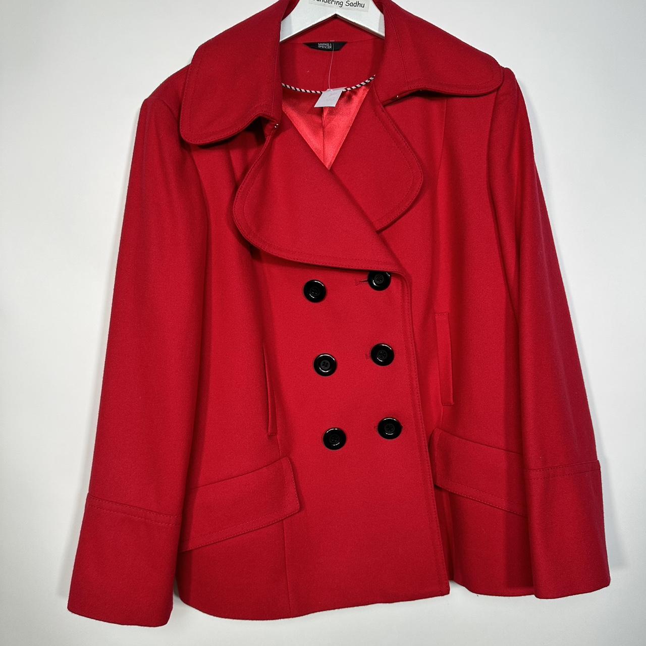 B473 Marks Spencer red winter coat. Size 20. Great. Depop