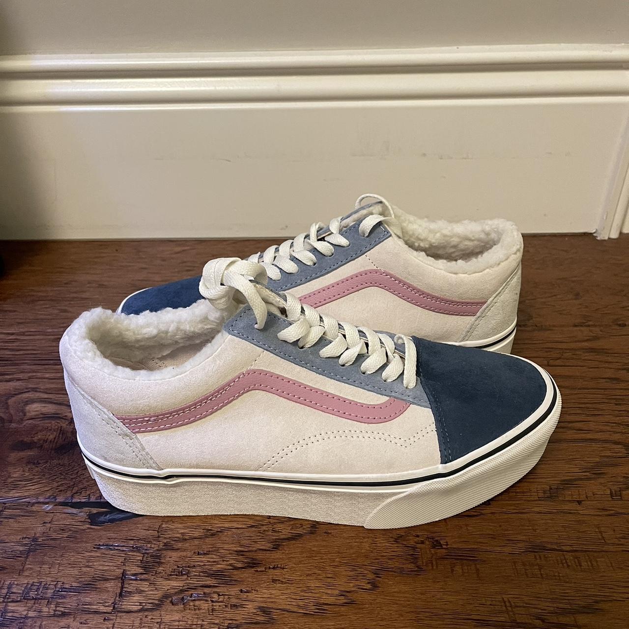 Vans old skool indigo store & chalk pink skate shoes