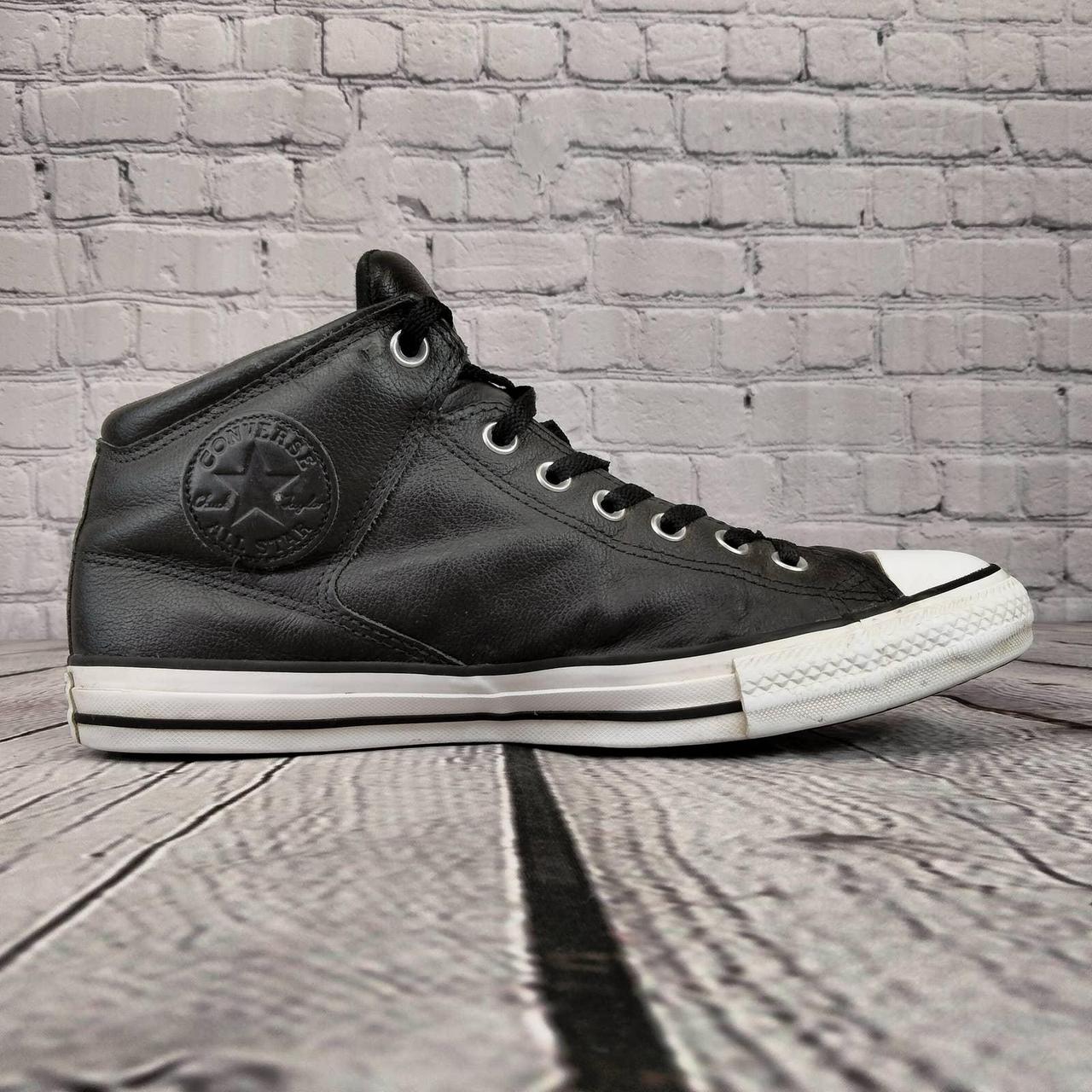 Mens black hotsell leather chuck taylors