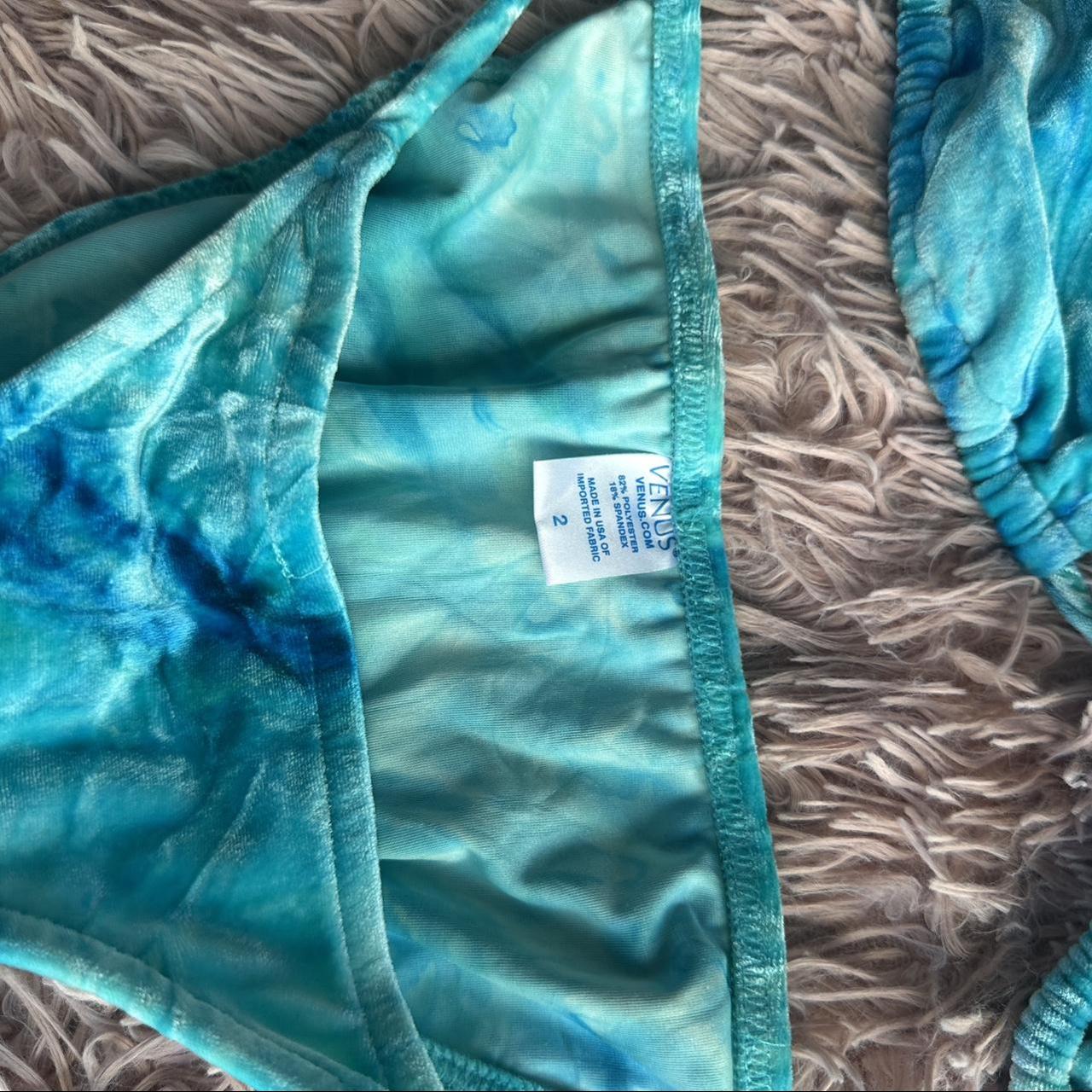 Swimsuit velvet bikini blue tie dye. Turquoise/aqua... - Depop