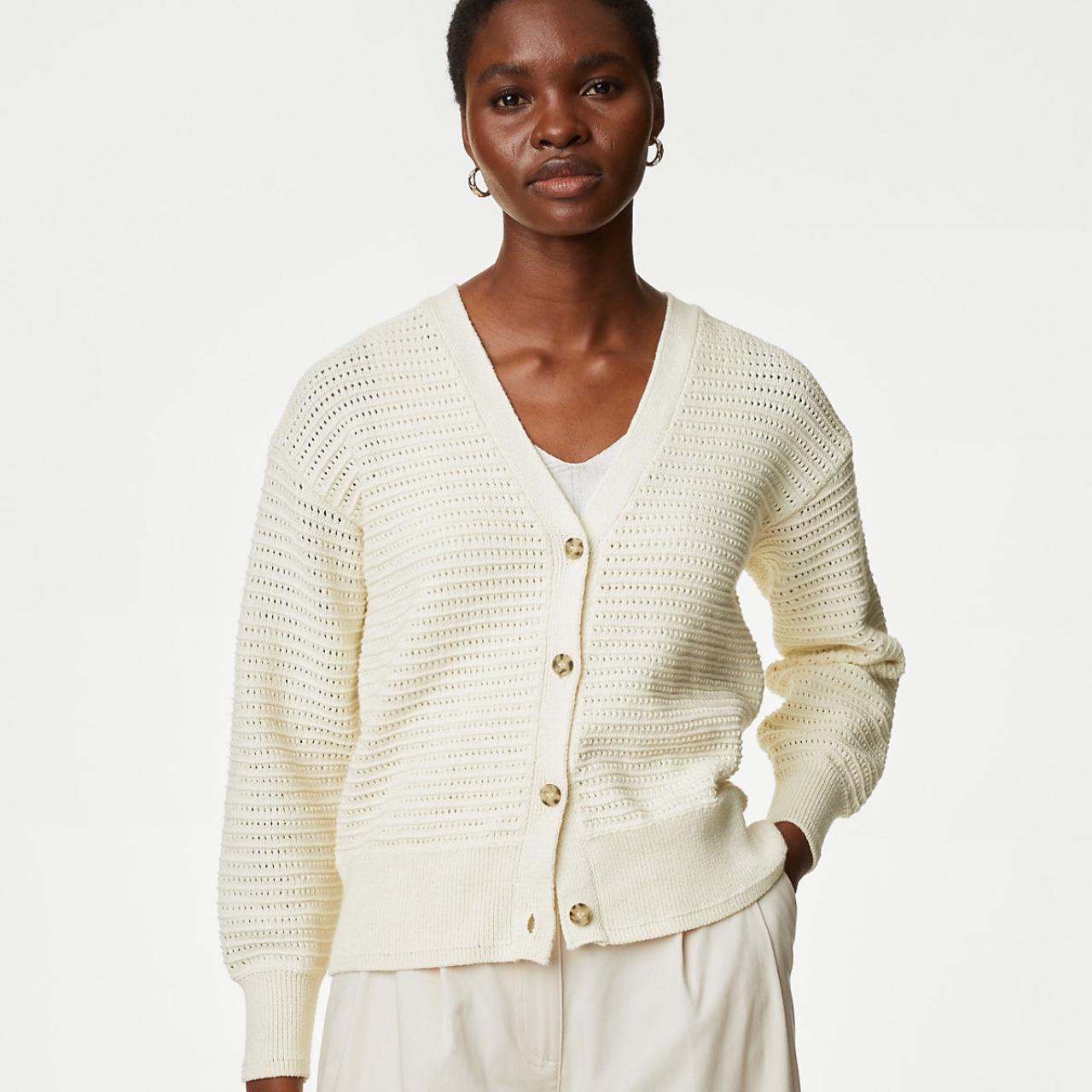 M S Collection Cotton Rich Textured Cardigan