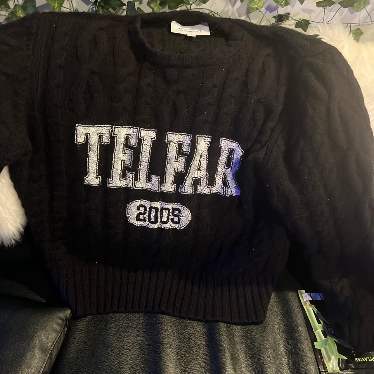 Telfar wool cable sweater is men medium no holes or... - Depop
