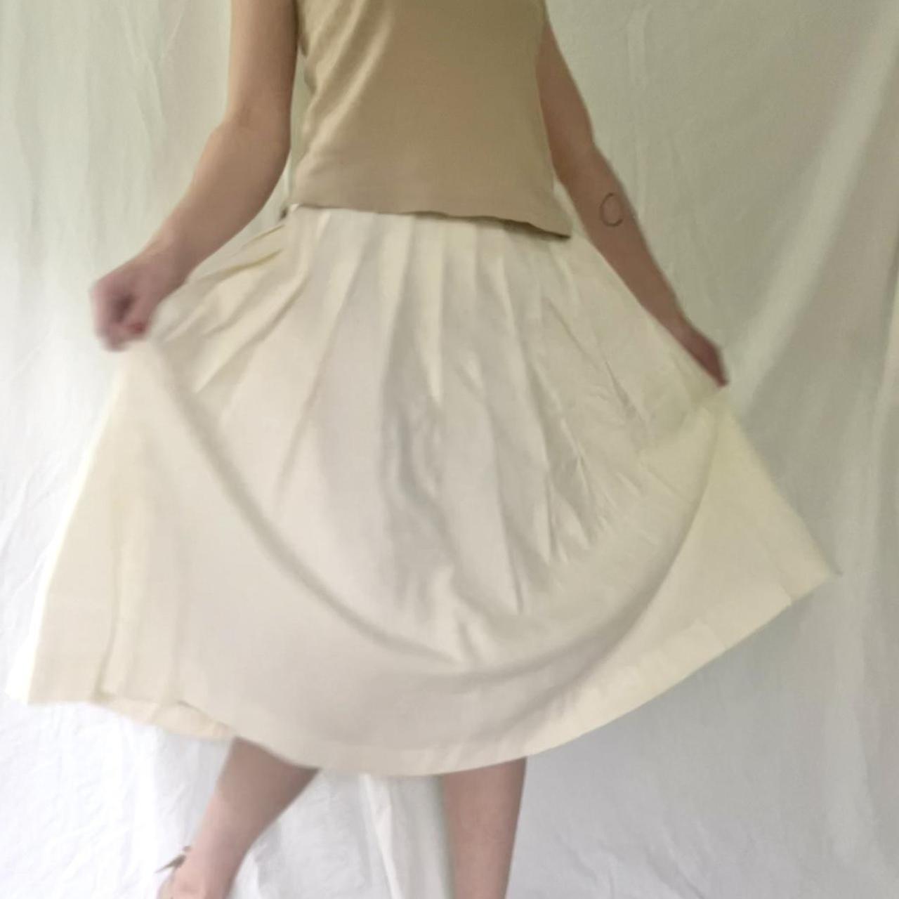 Women's Skirt - Cream/White - 25" – 1960s pleated… - image 3
