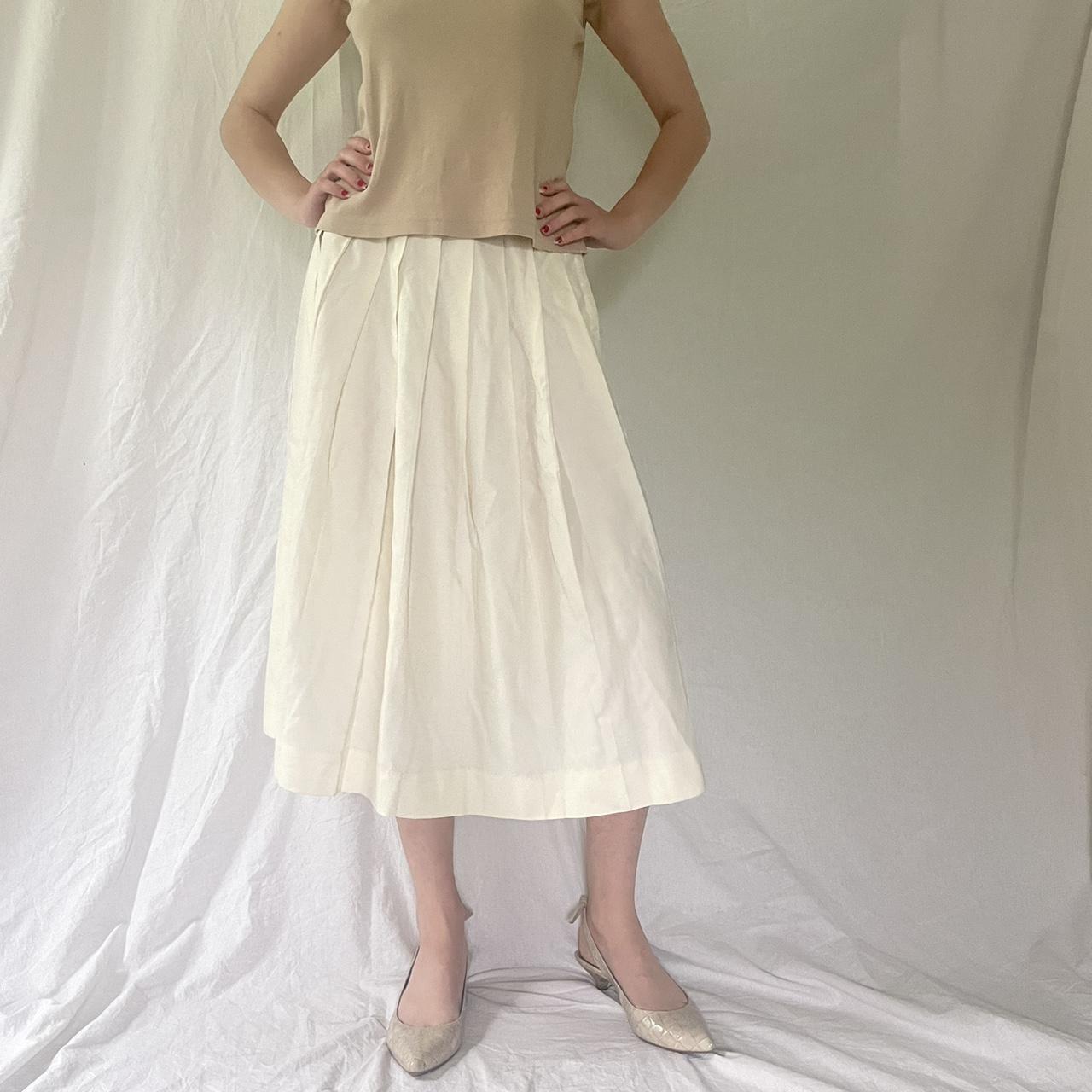 Women's Skirt - Cream/White - 25" – 1960s pleated… - image 1