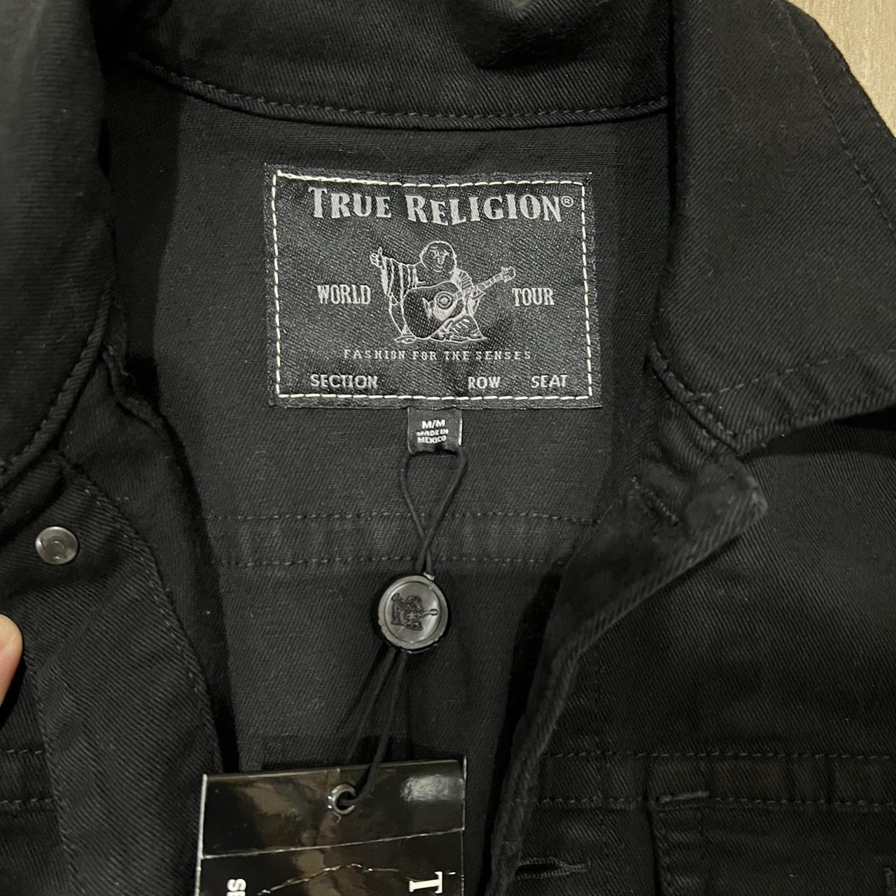- True Religion All Black Denim Coat M - Brand new... - Depop