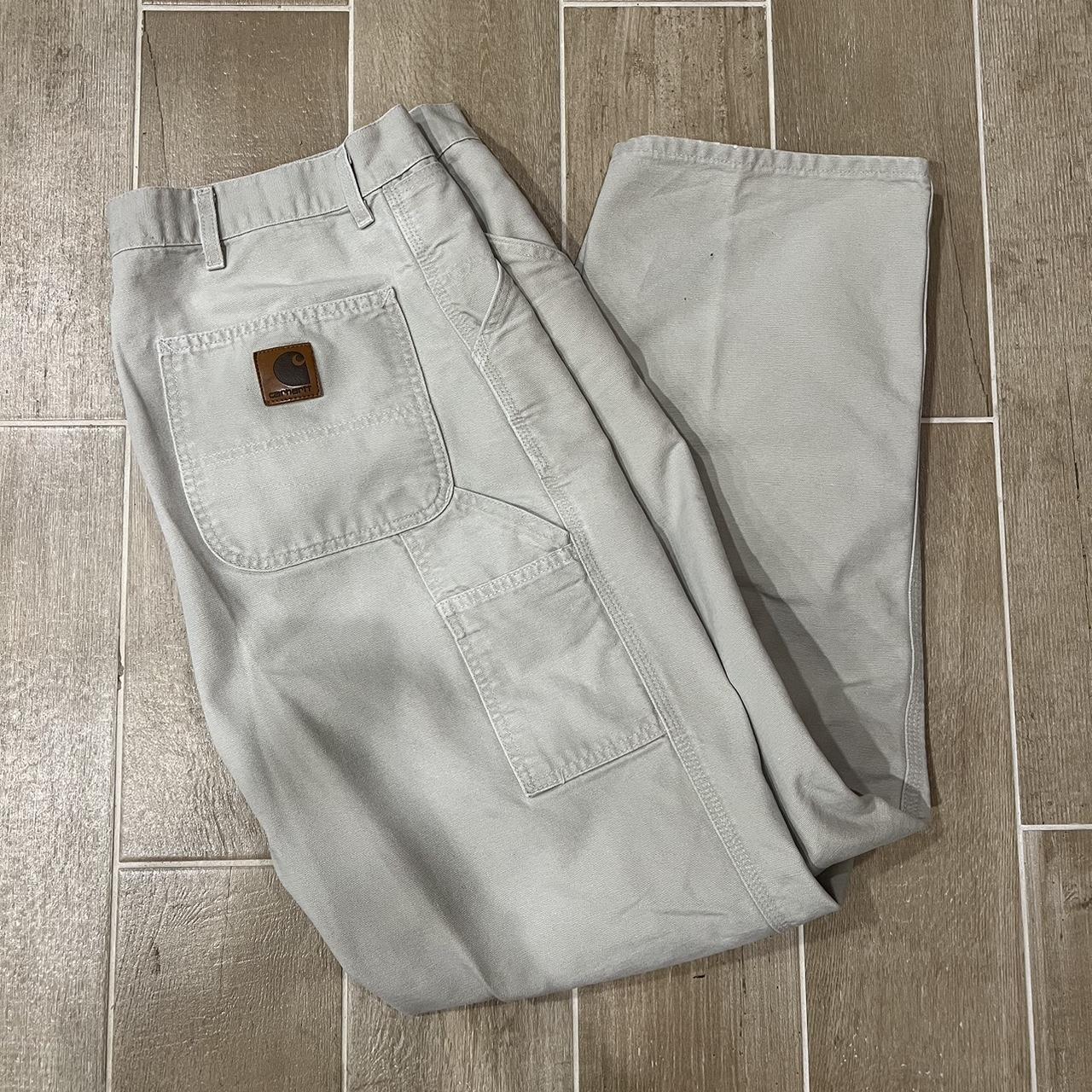 - Carhartt White Cream Carpenter Pants 40x34 - In... - Depop