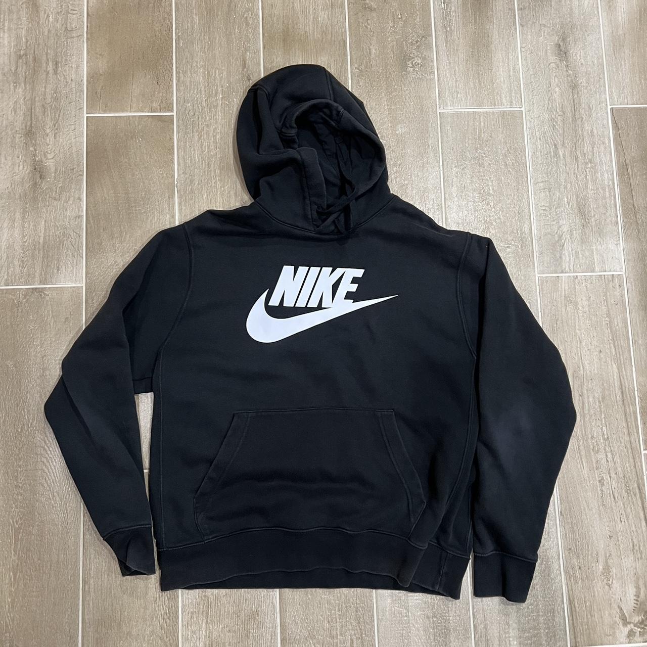 - Black Nike Hoodie L - runs more like a medium -... - Depop