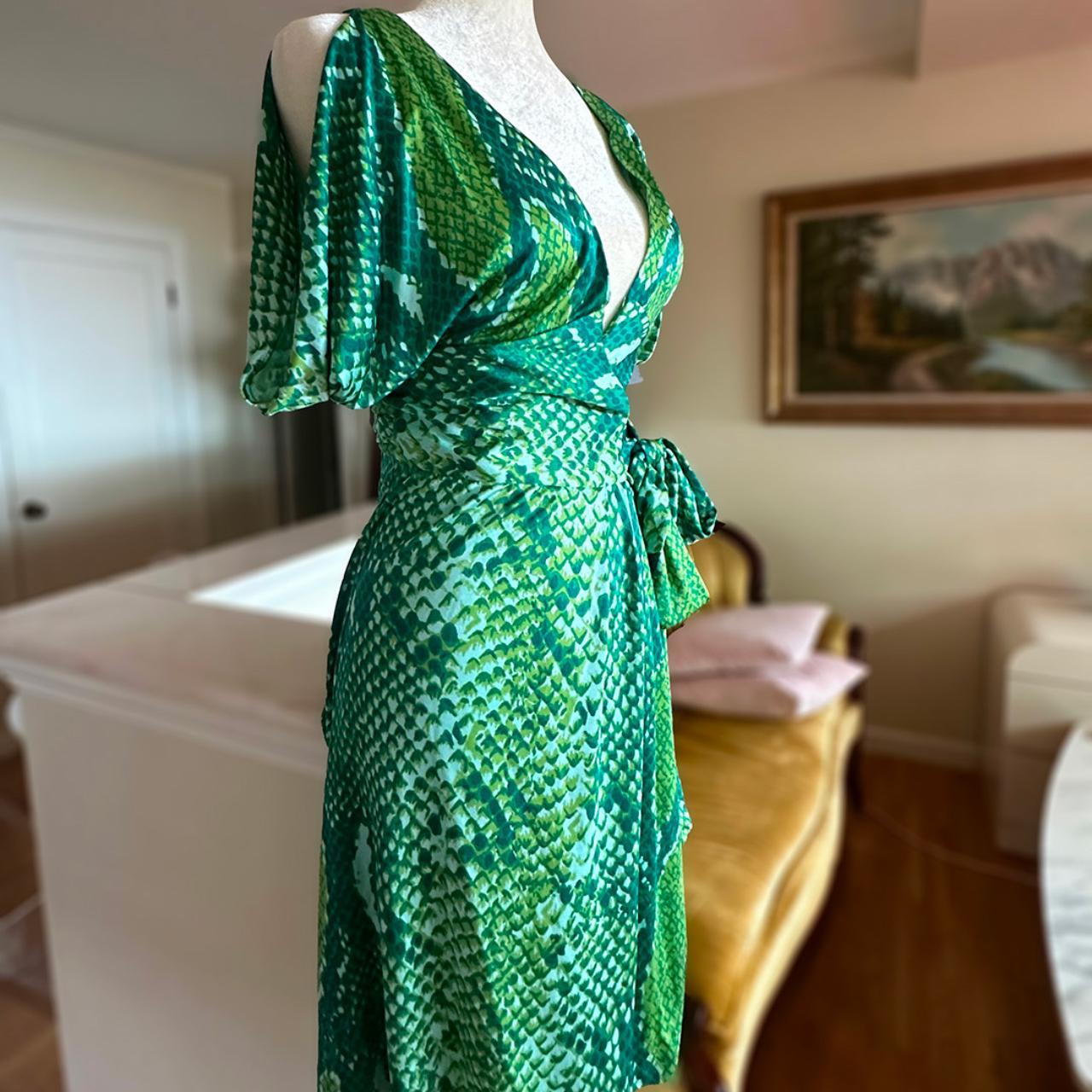 Diane von Furstenberg Suron Wrap Dress in Green. Depop