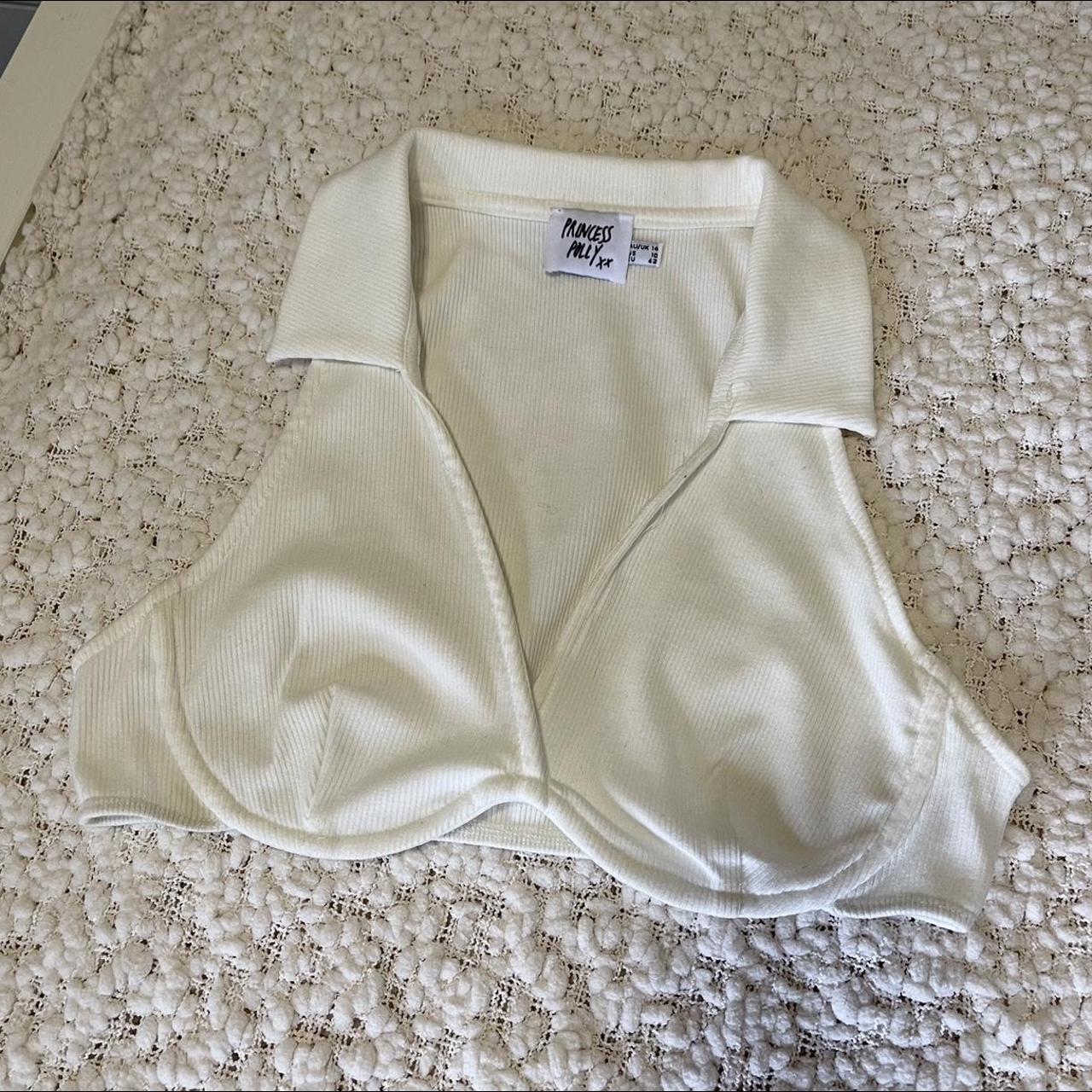 Princess Polly white crop with underwire and collar... - Depop