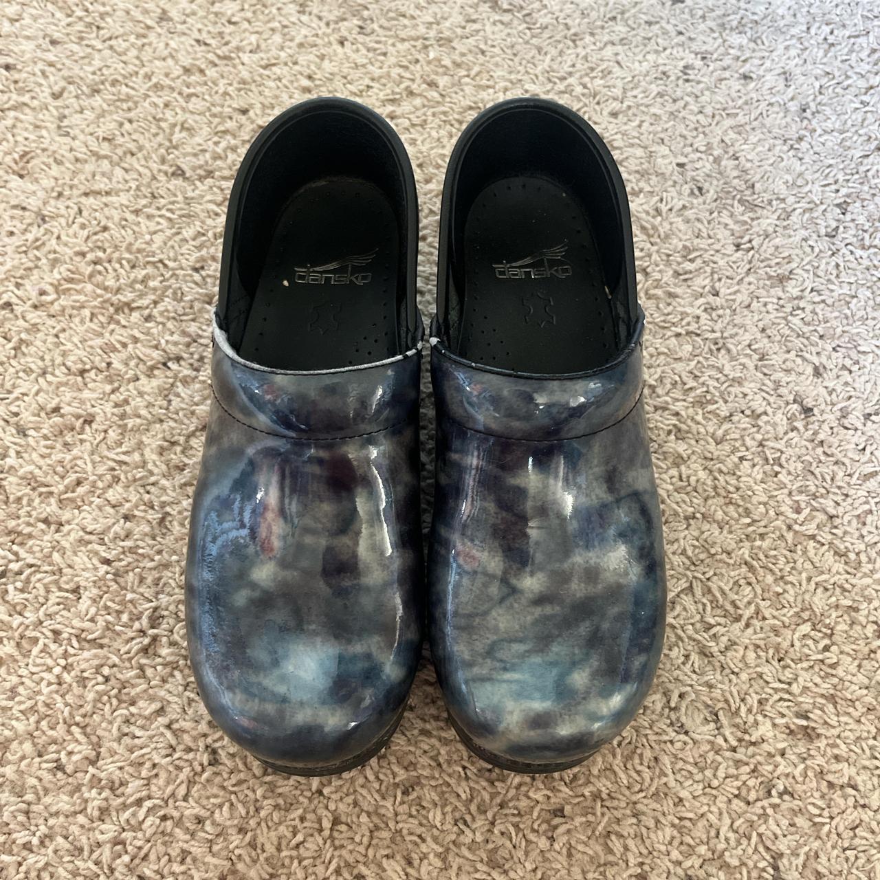 Blue and navy tie dye clogs for nursing tiedye clogs Depop