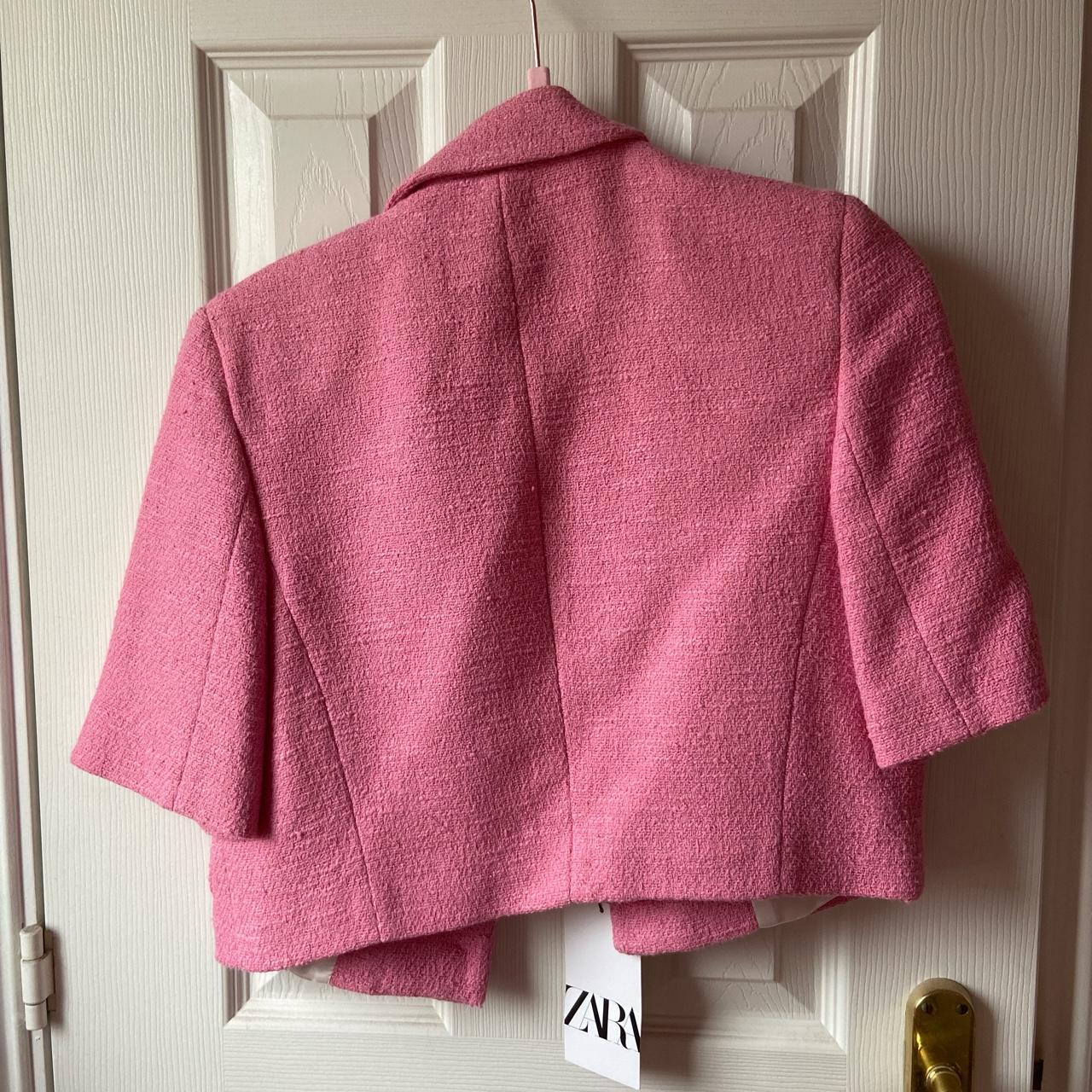 Zara Women's Pink and White Tailoredjackets Depop