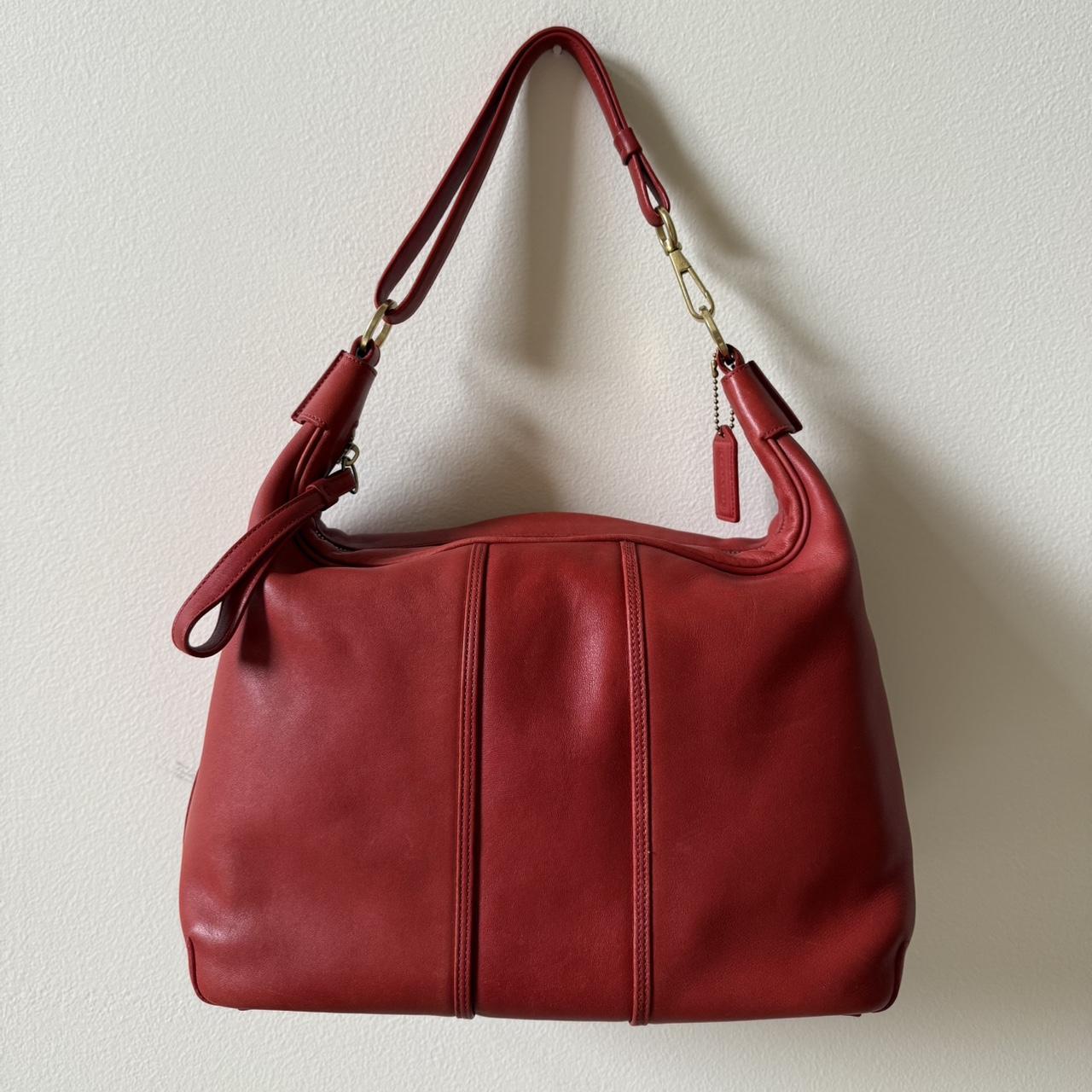 Vintage Coach red leather and velvet Ergo mini | Depop