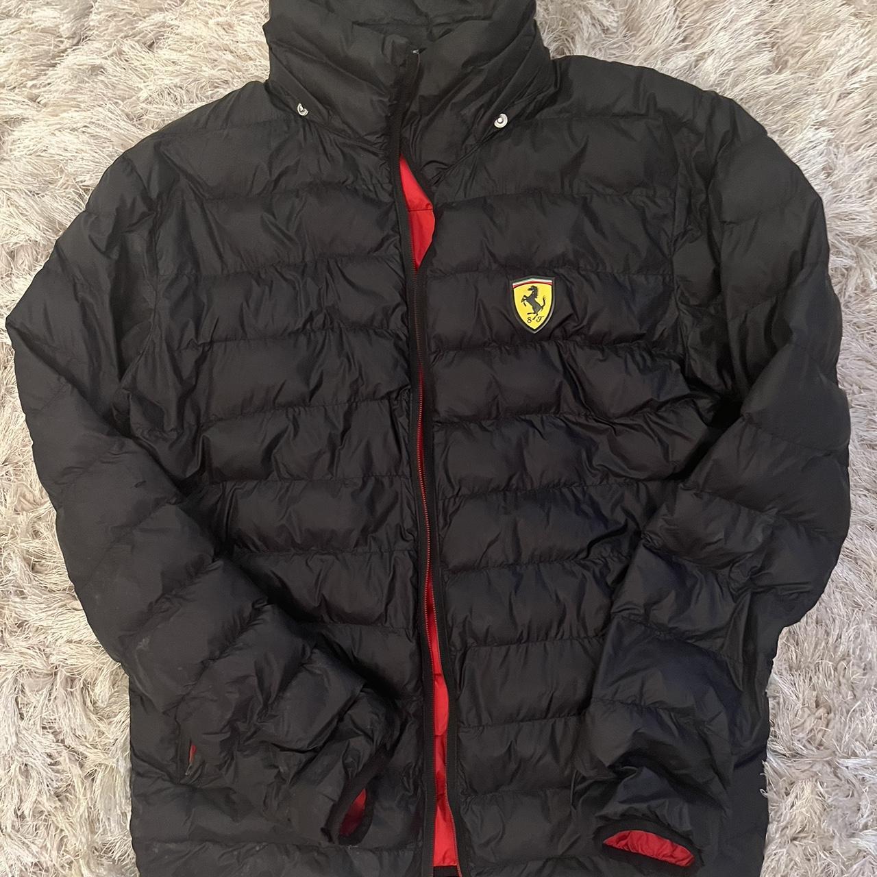 Black Ferrari kids small puffer jacket Zipper does... - Depop