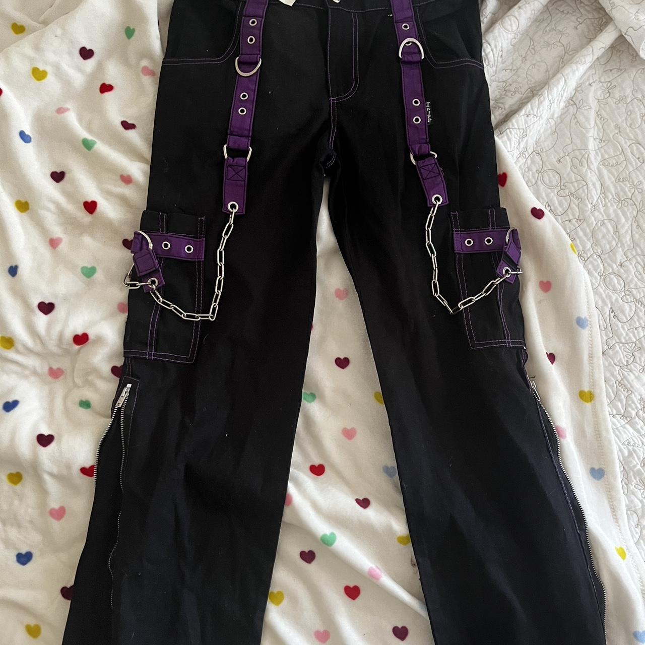 Tripp NYC Women's Black and Purple Trousers | Depop