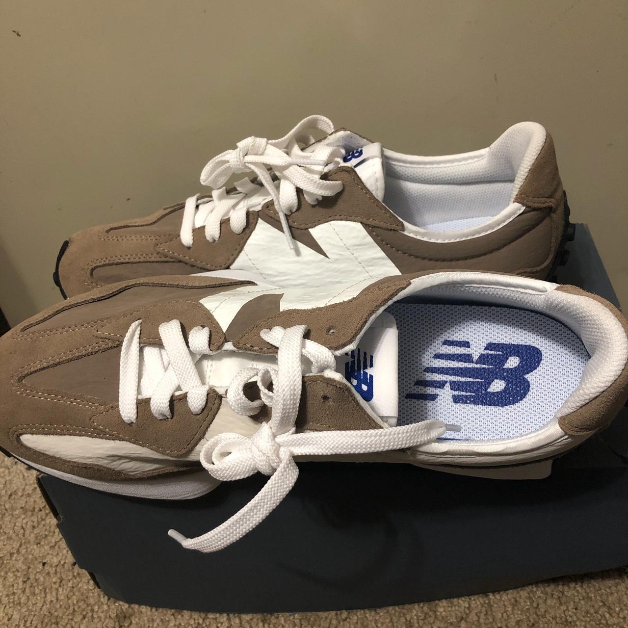 New Balance Men's Brown and White Trainers | Depop