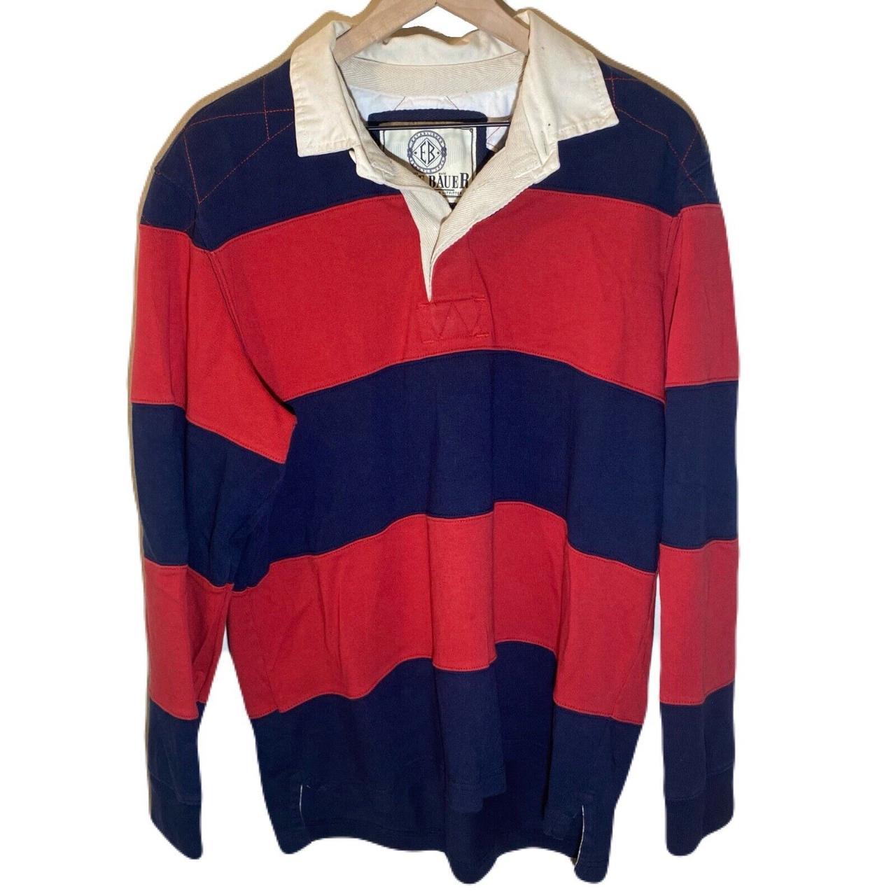 Eddie Bauer Long Sleeve Rugby Shirt Size Large Red... - Depop