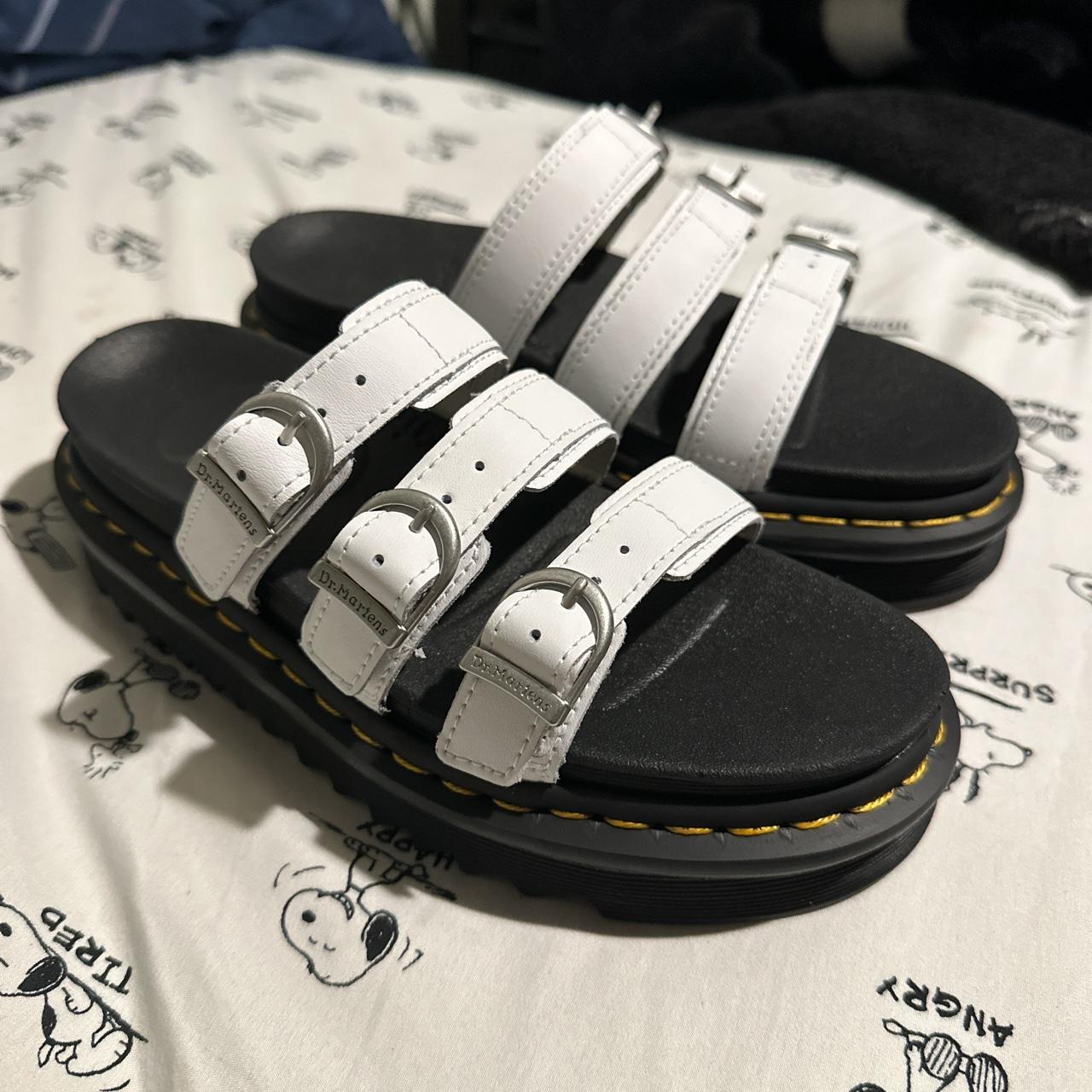 Women’s Dr. Martens White Blaire Slide Sandal Size... - Depop