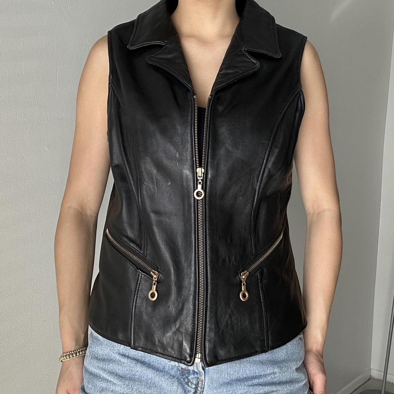 Vintage 100 leather vest size medium model is a... Depop