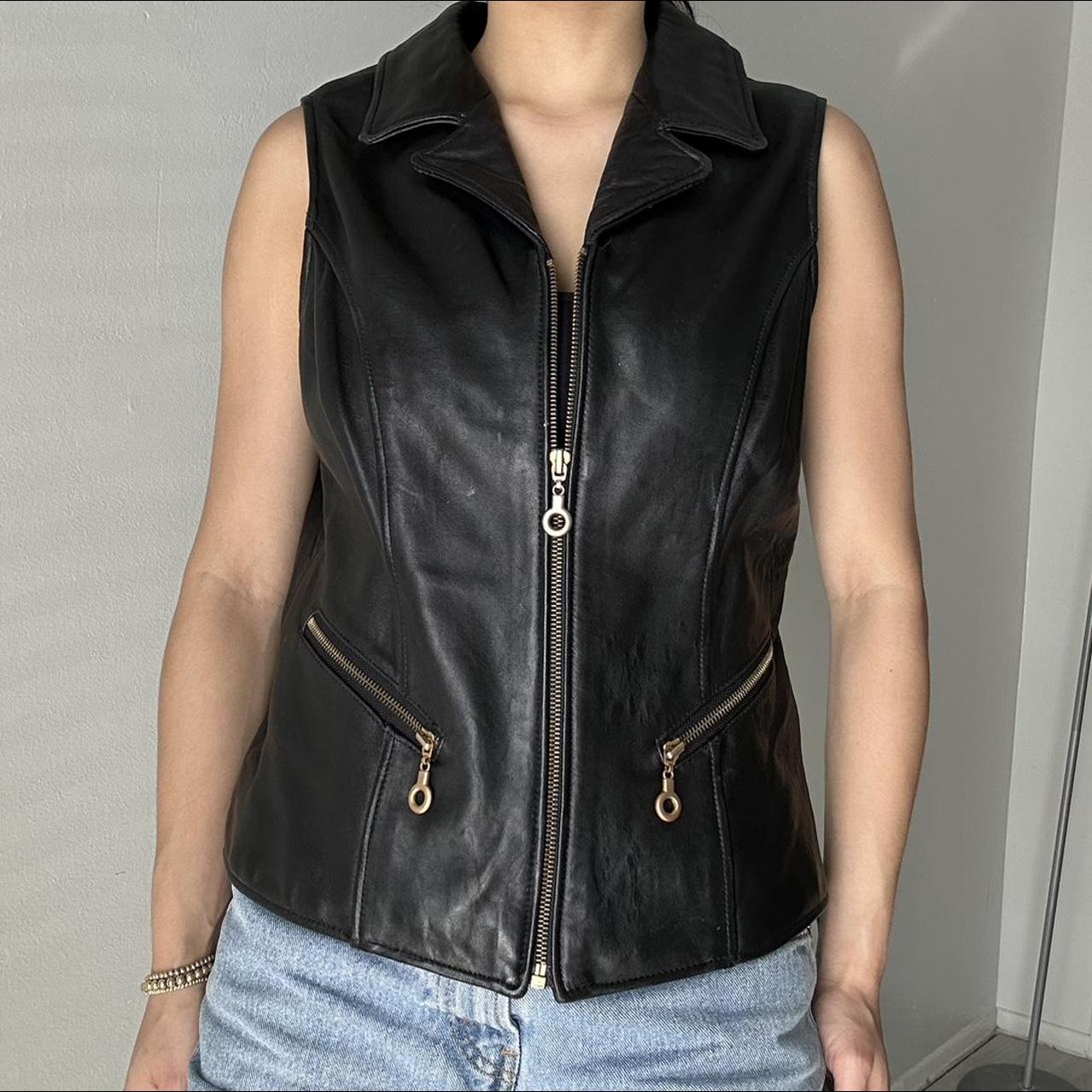 Vintage 100 leather vest size medium model is a... Depop