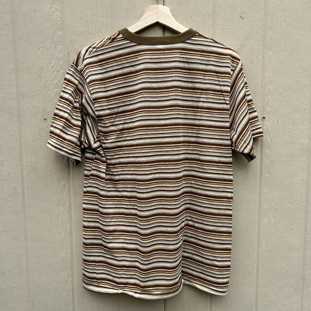 Vintage 60s Striped Mounted Collar Shirt Made in... - Depop