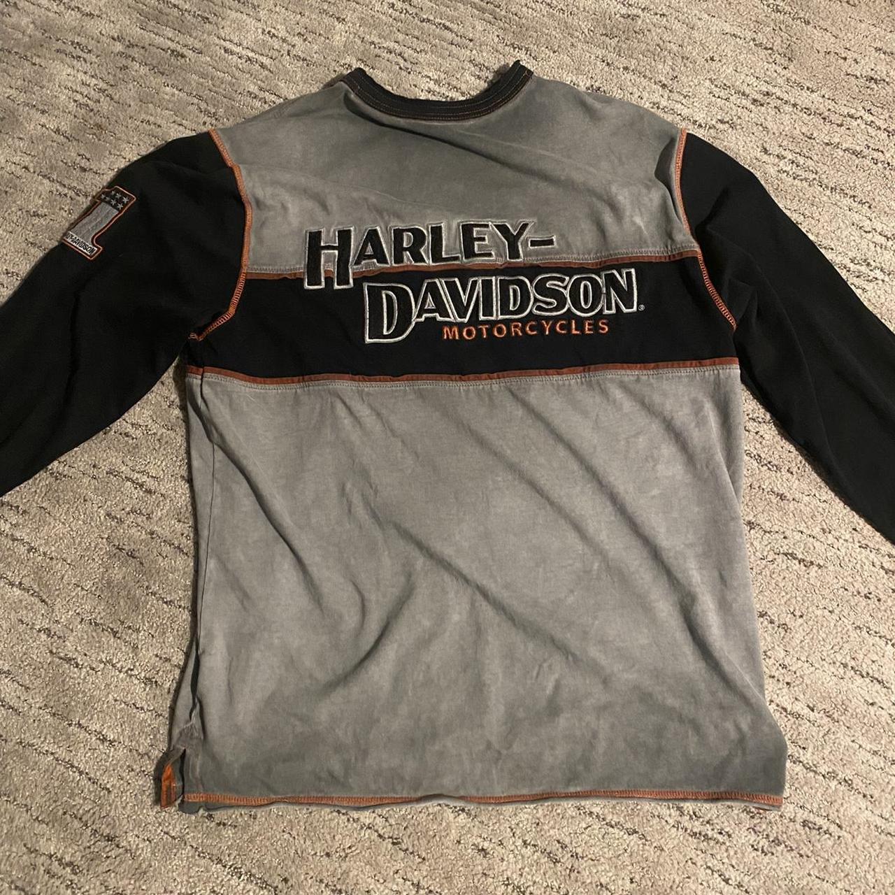 Harley Davidson Syn3 Burnout Gray Long Sleeve... - Depop