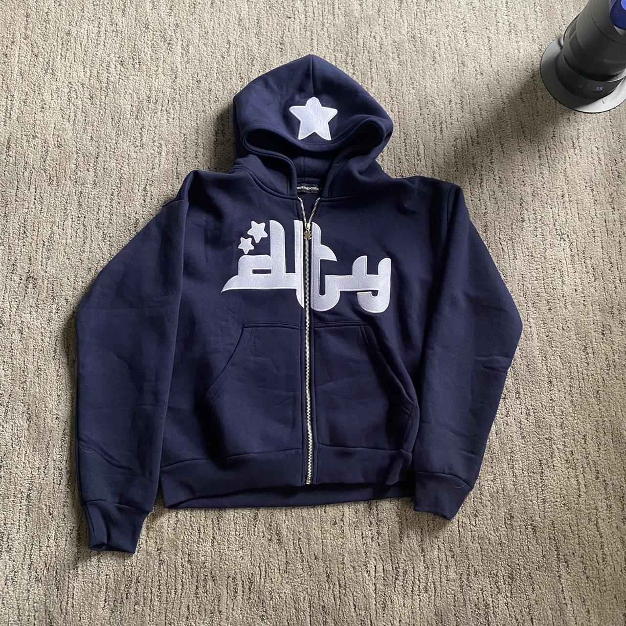 Navy blue divide the youth zip up hoodie Size... - Depop