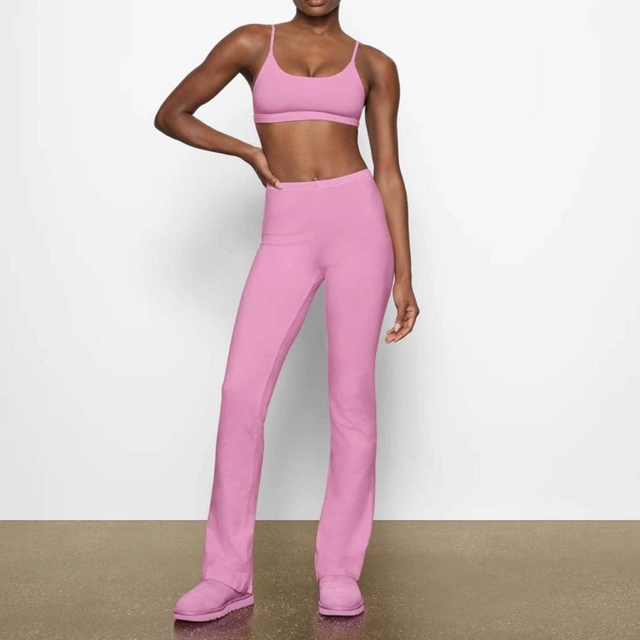 Skims pants Pink fuzzy Barely worn too big S/m - Depop