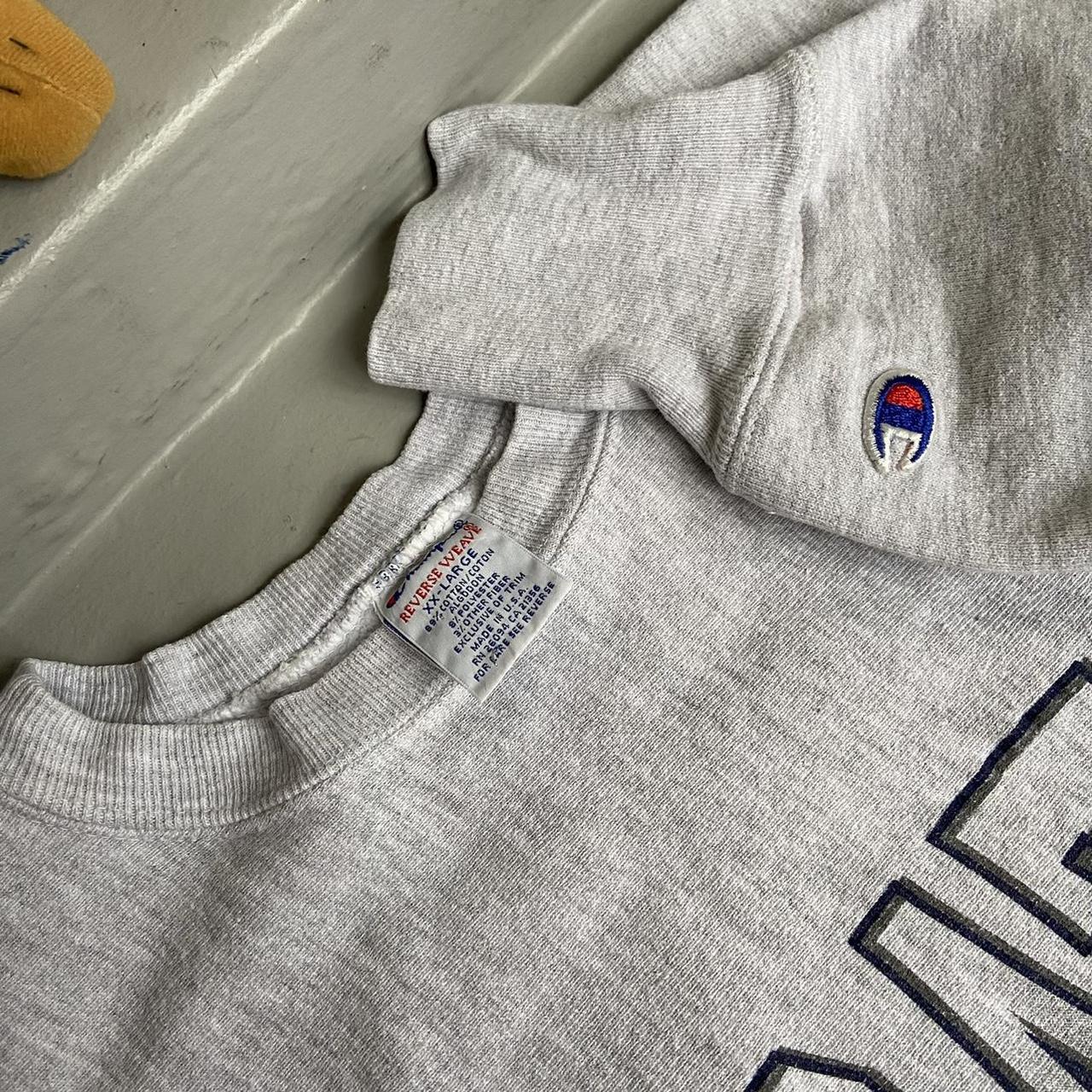 Champion Men's Grey and Black Sweatshirt | Depop