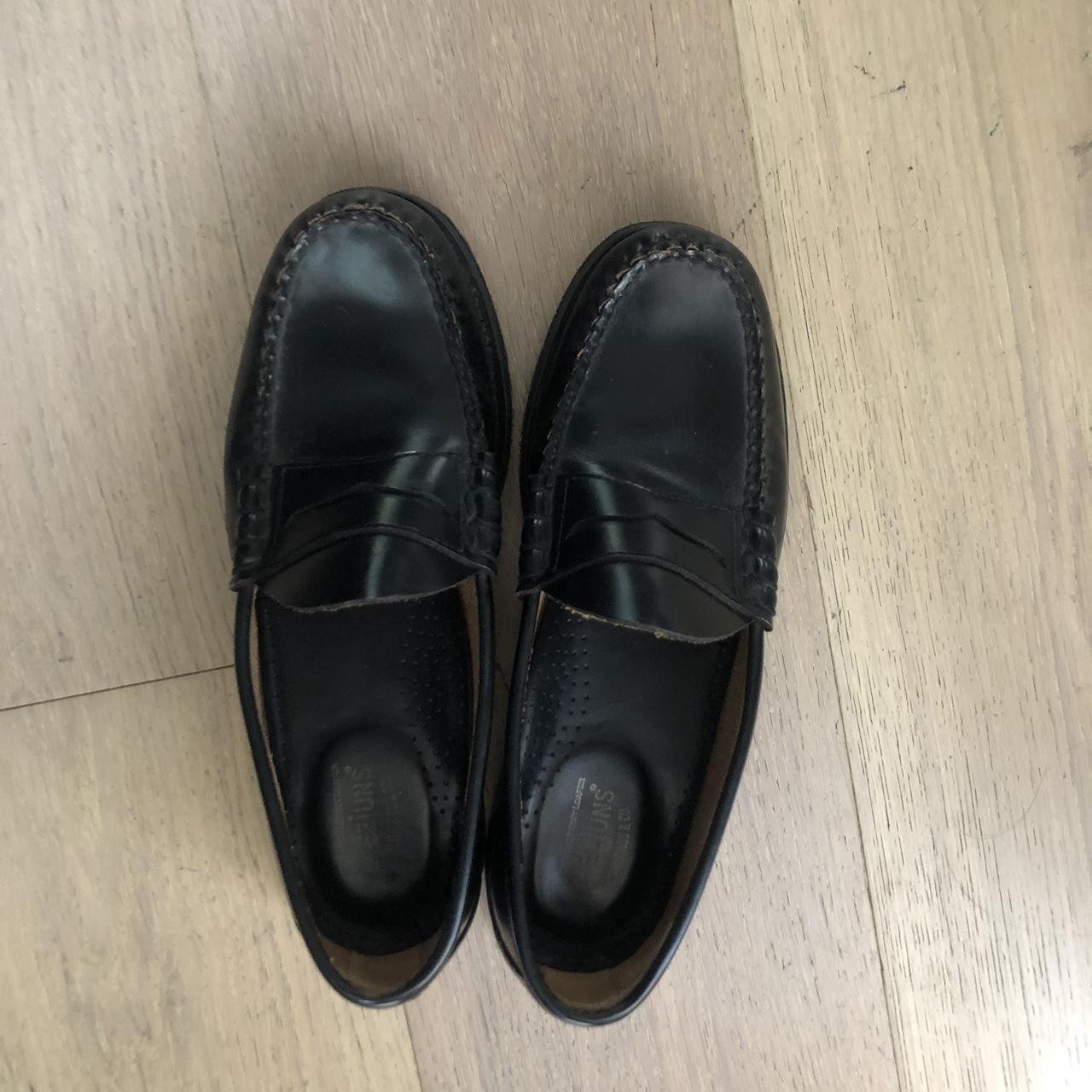 G.H Bass & Co Loafers Black leather slip-on penny... - Depop